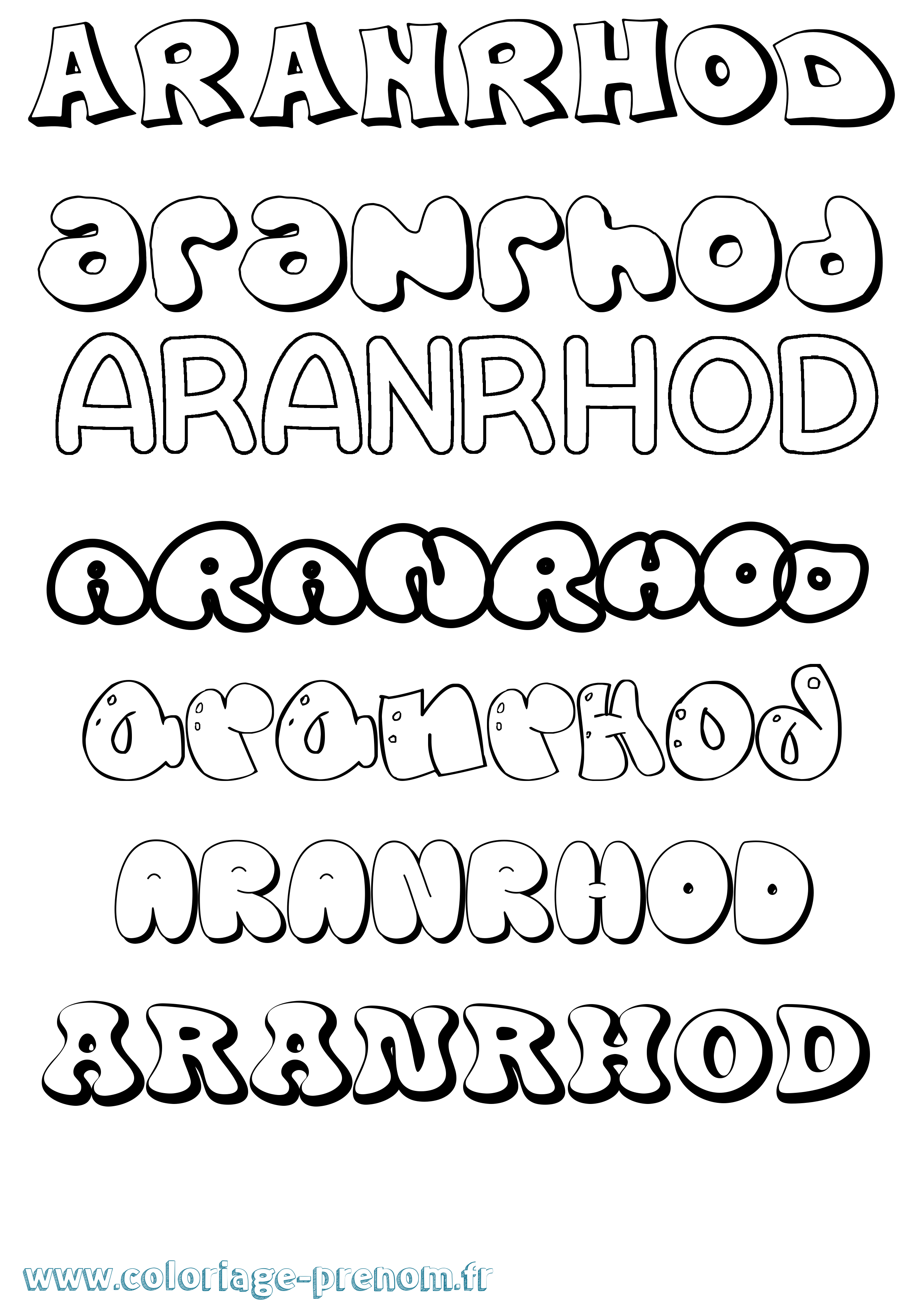 Coloriage prénom Aranrhod Bubble