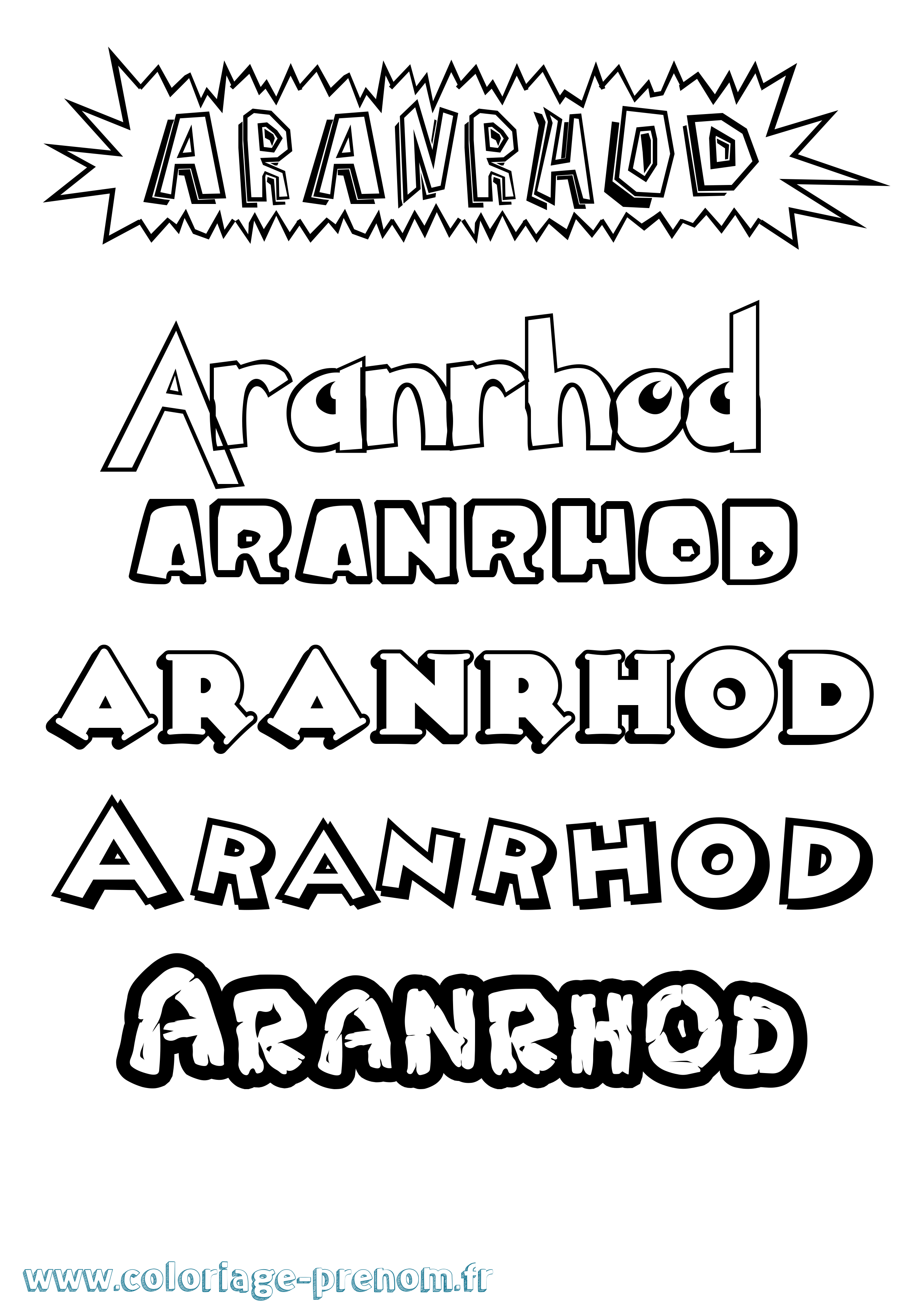 Coloriage prénom Aranrhod Dessin Animé