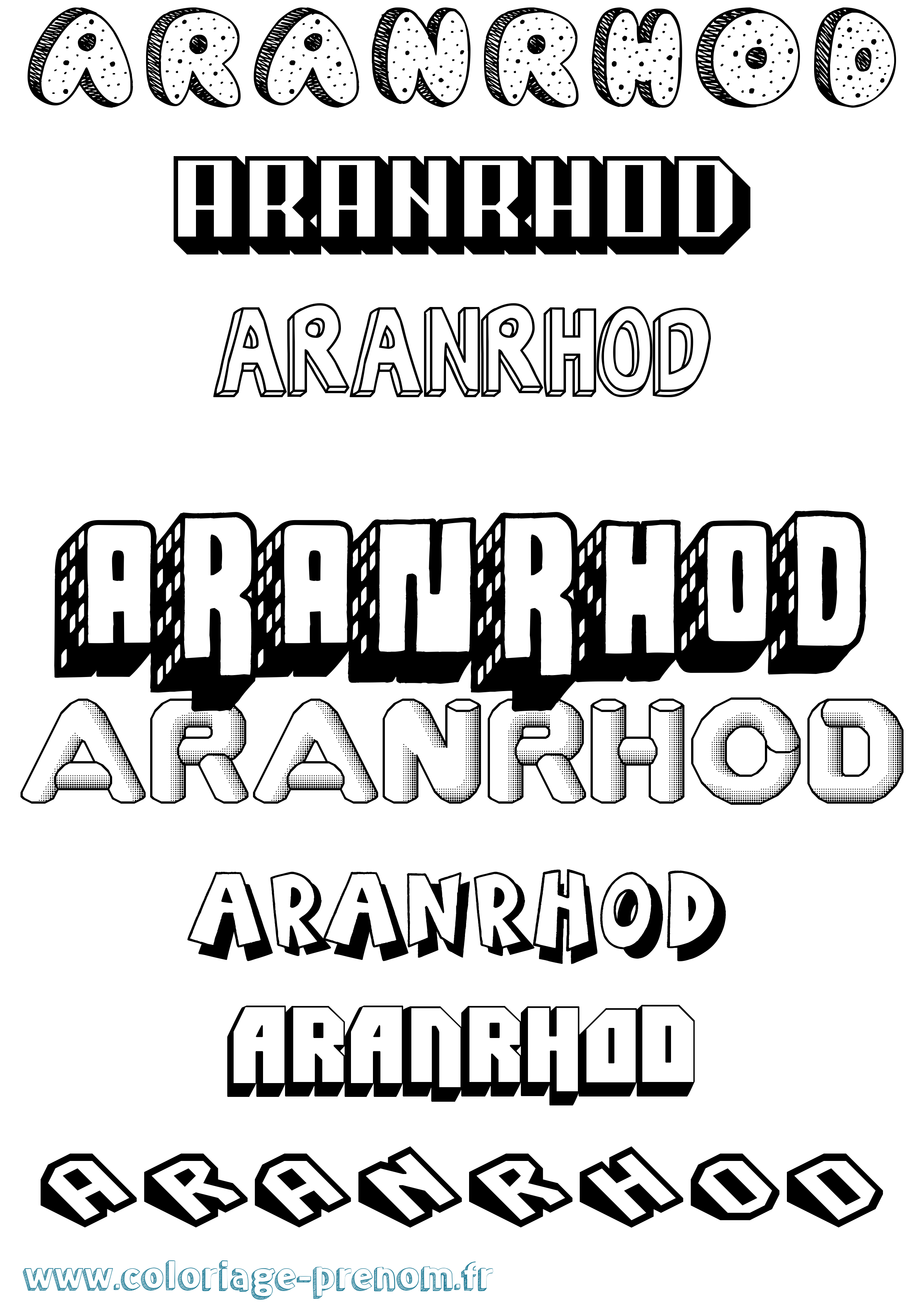 Coloriage prénom Aranrhod Effet 3D