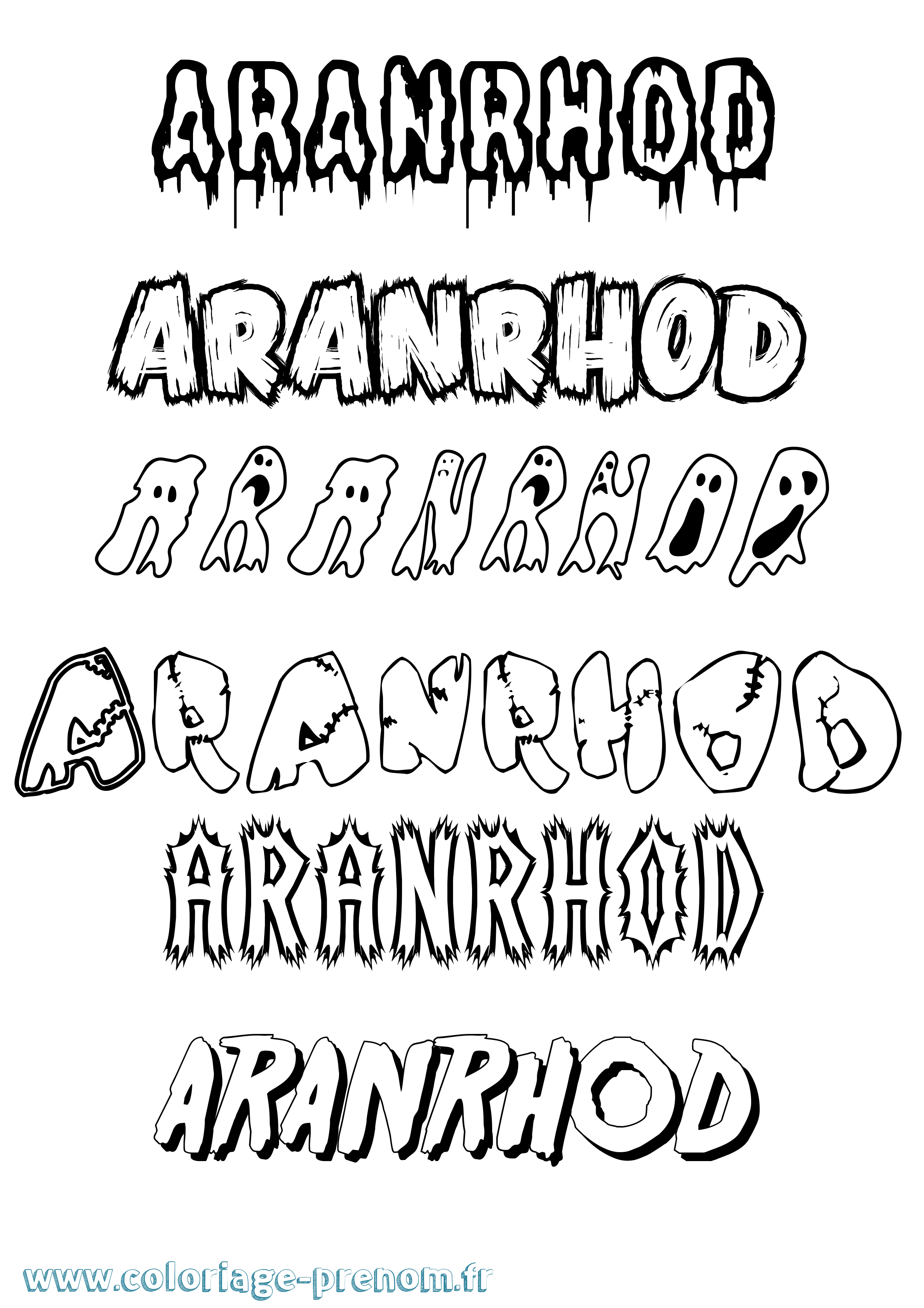 Coloriage prénom Aranrhod Frisson