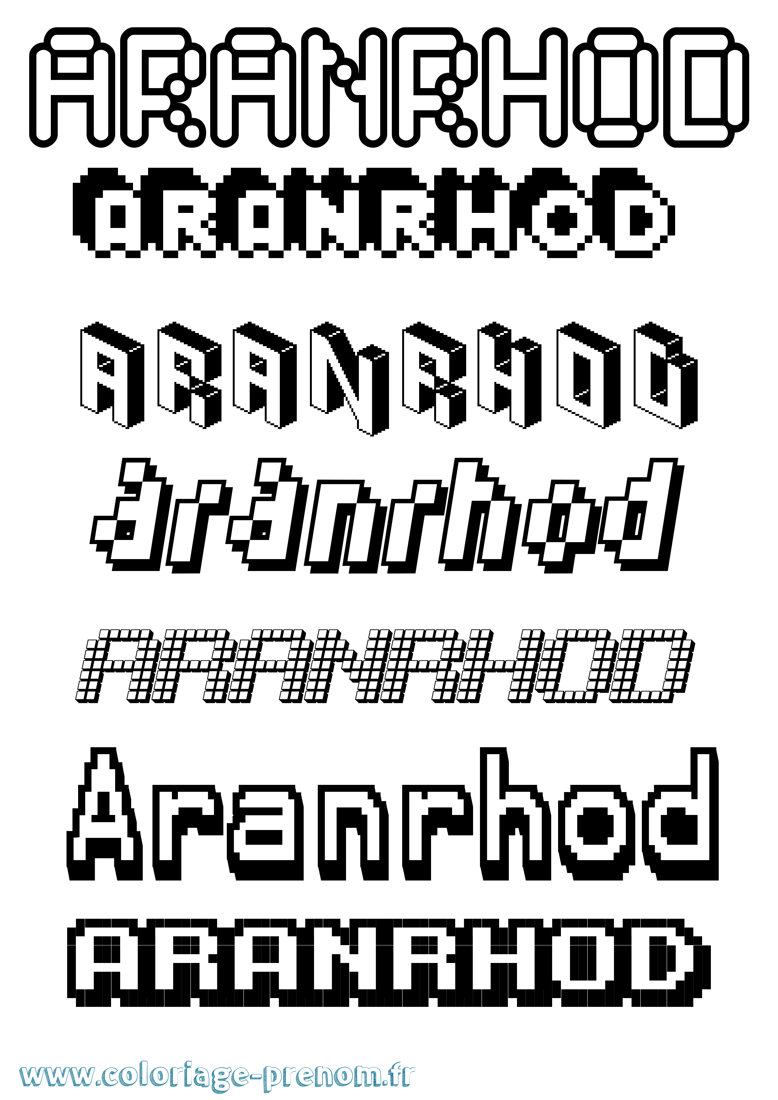 Coloriage prénom Aranrhod Pixel