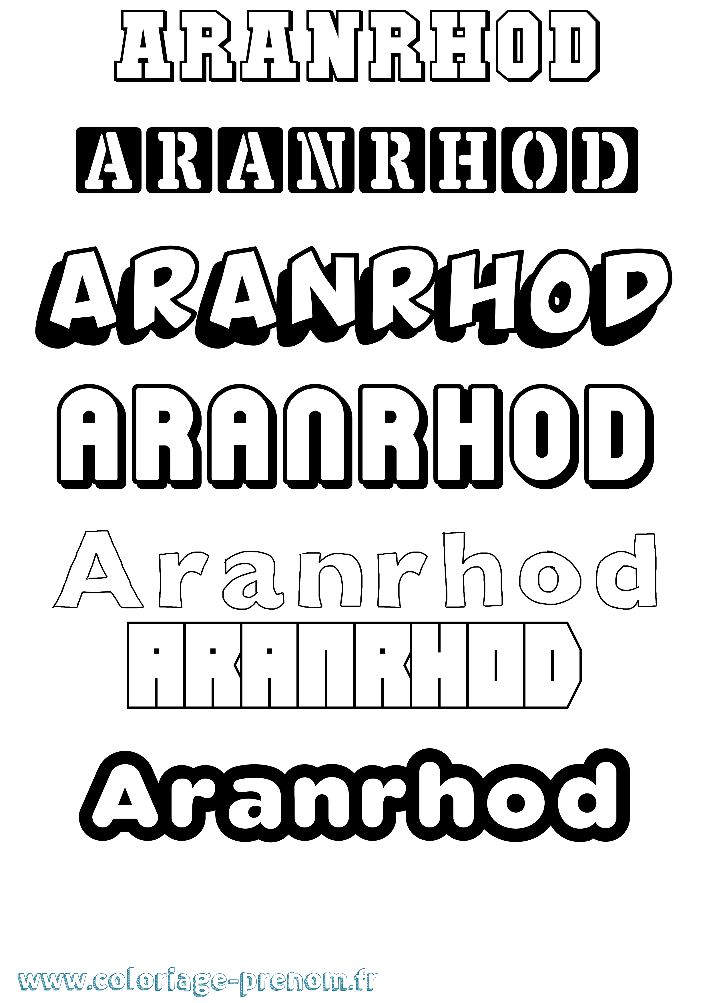 Coloriage prénom Aranrhod Simple