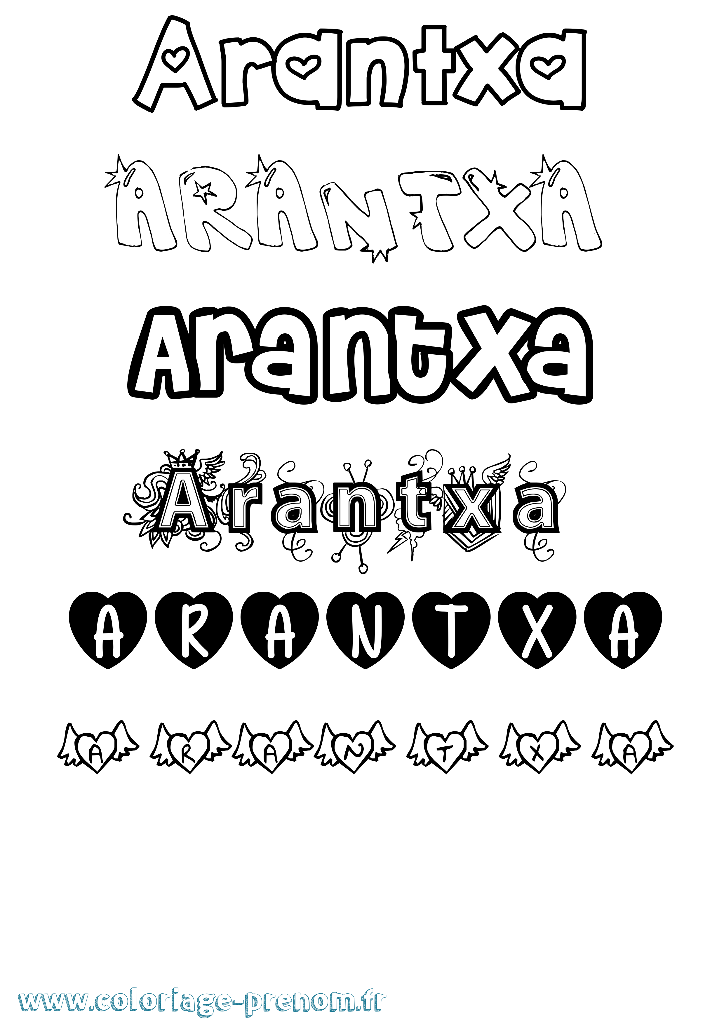 Coloriage prénom Arantxa Girly