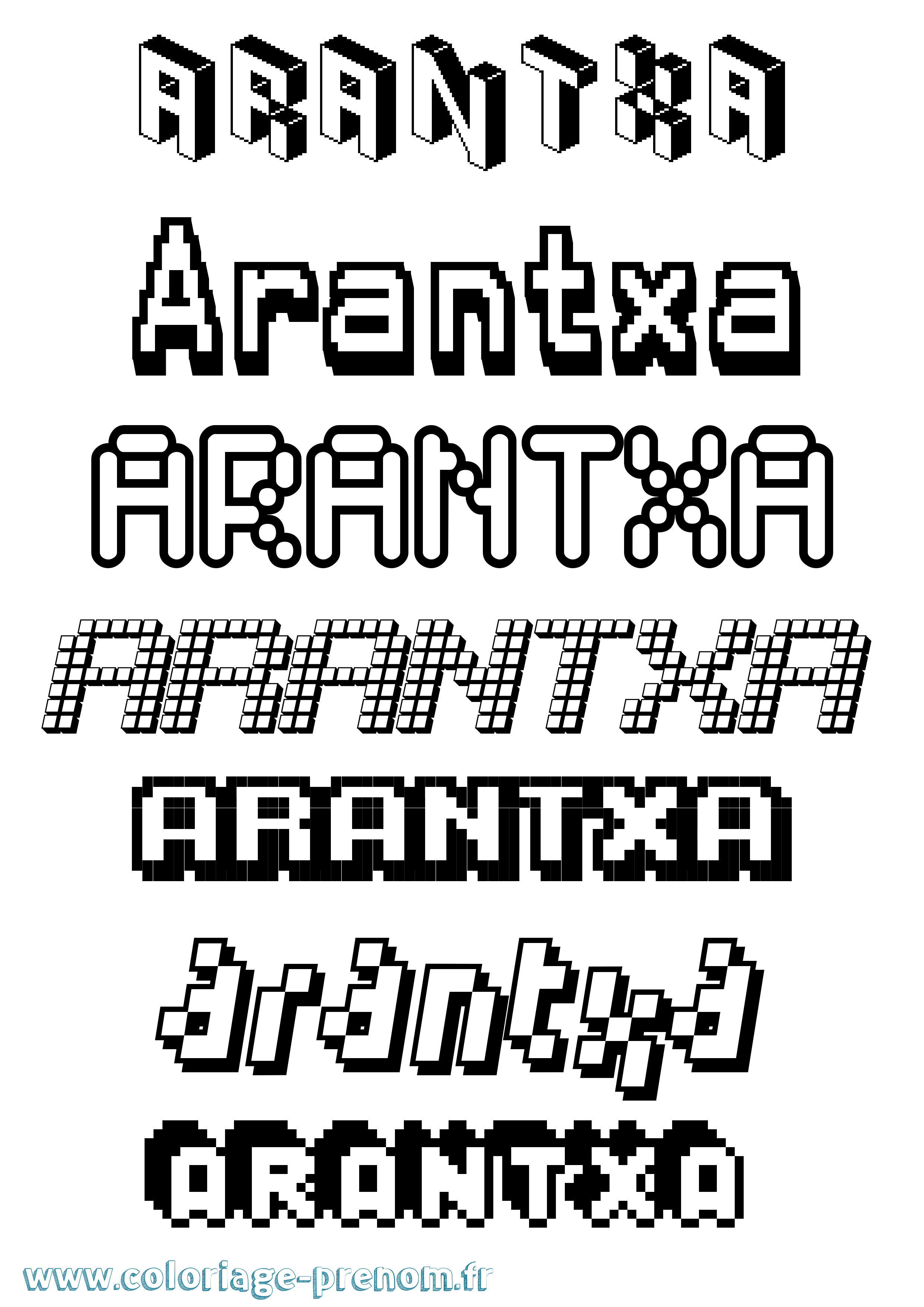Coloriage prénom Arantxa Pixel