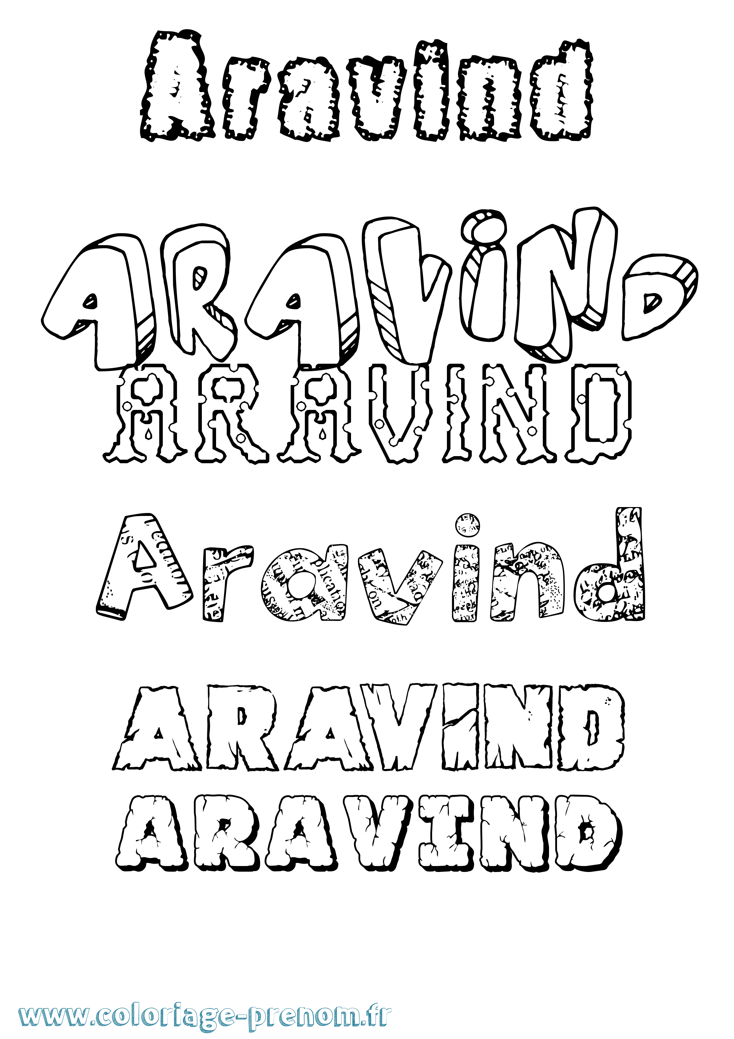 Coloriage prénom Aravind Destructuré