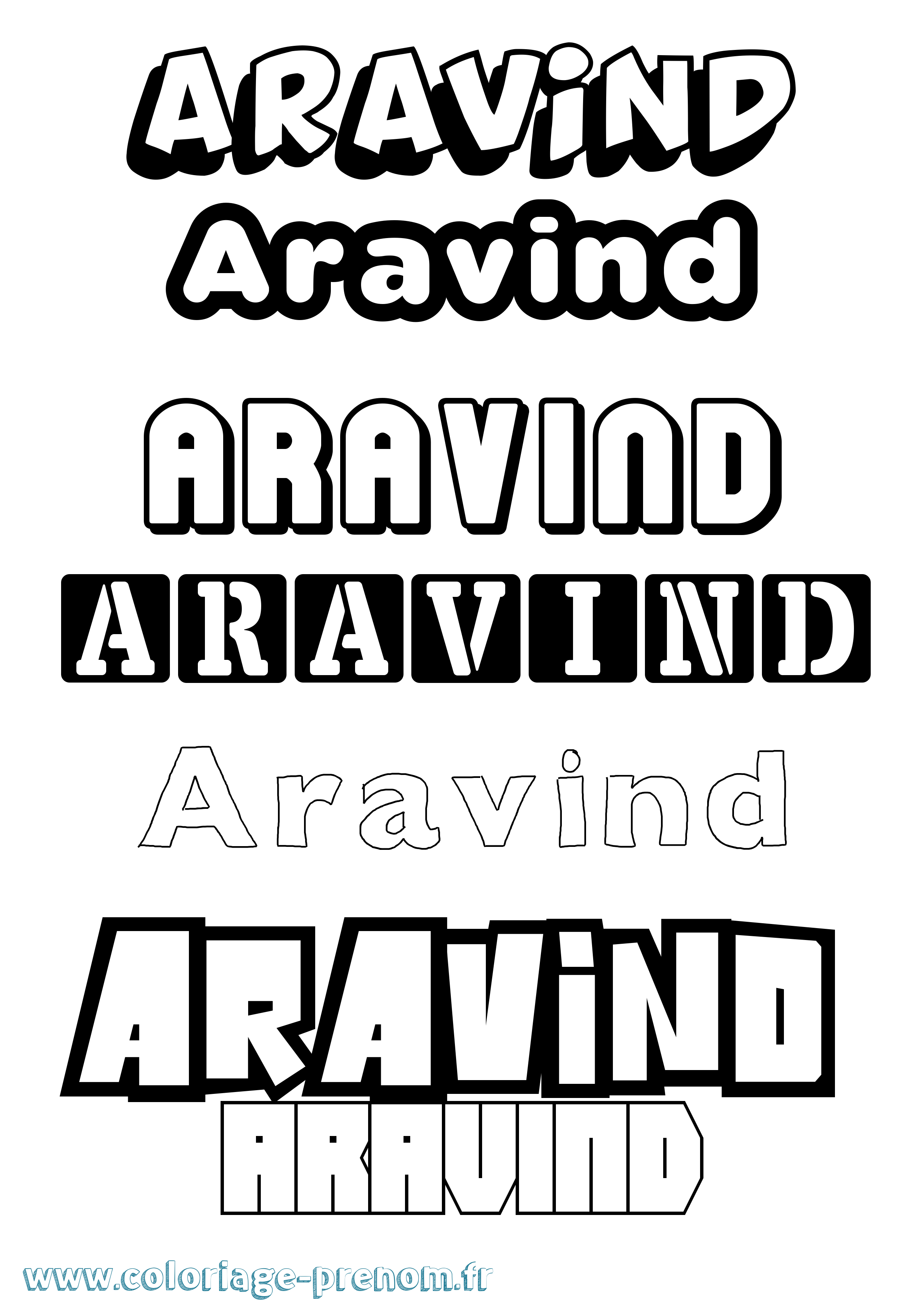 Coloriage prénom Aravind Simple