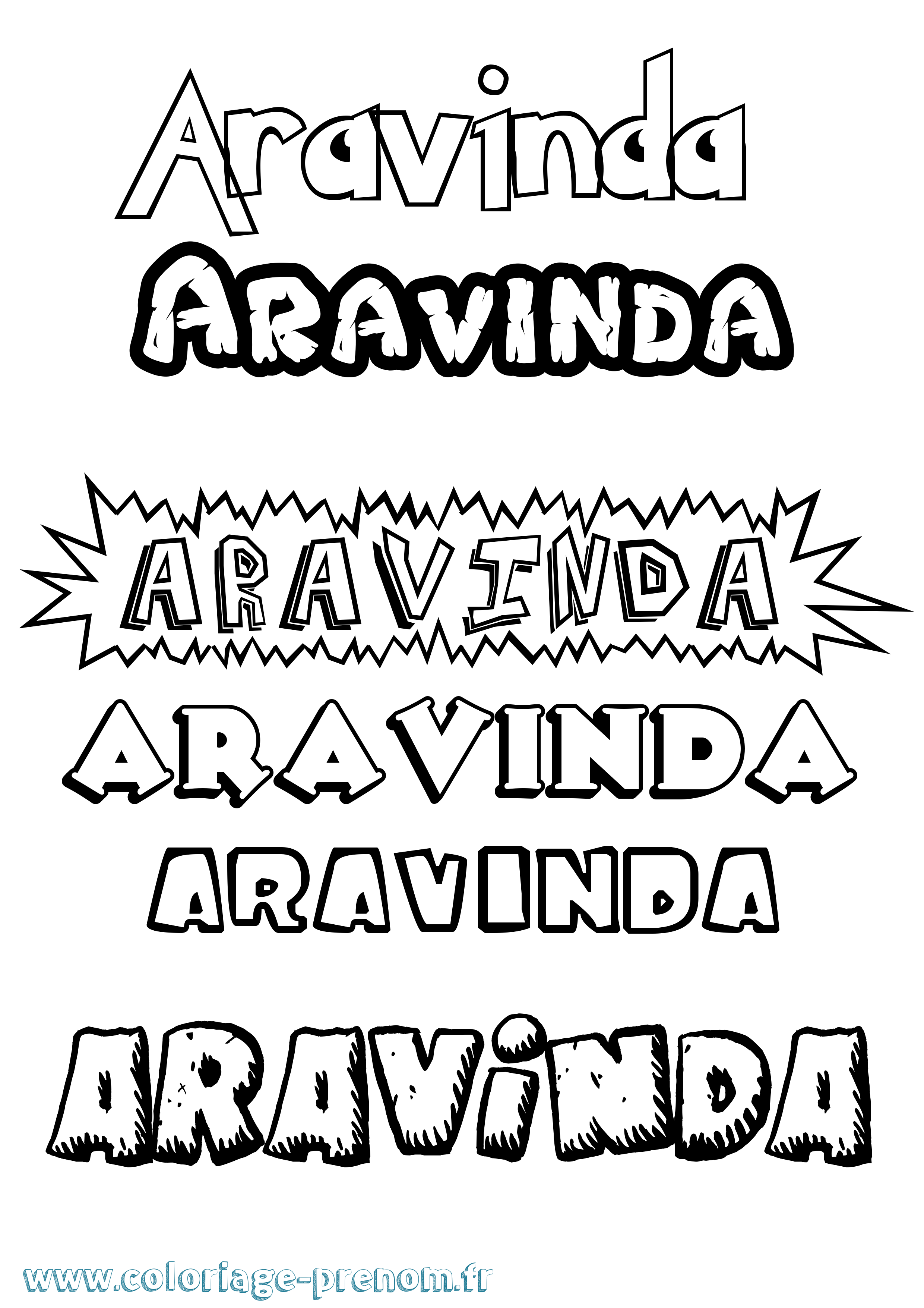 Coloriage prénom Aravinda Dessin Animé