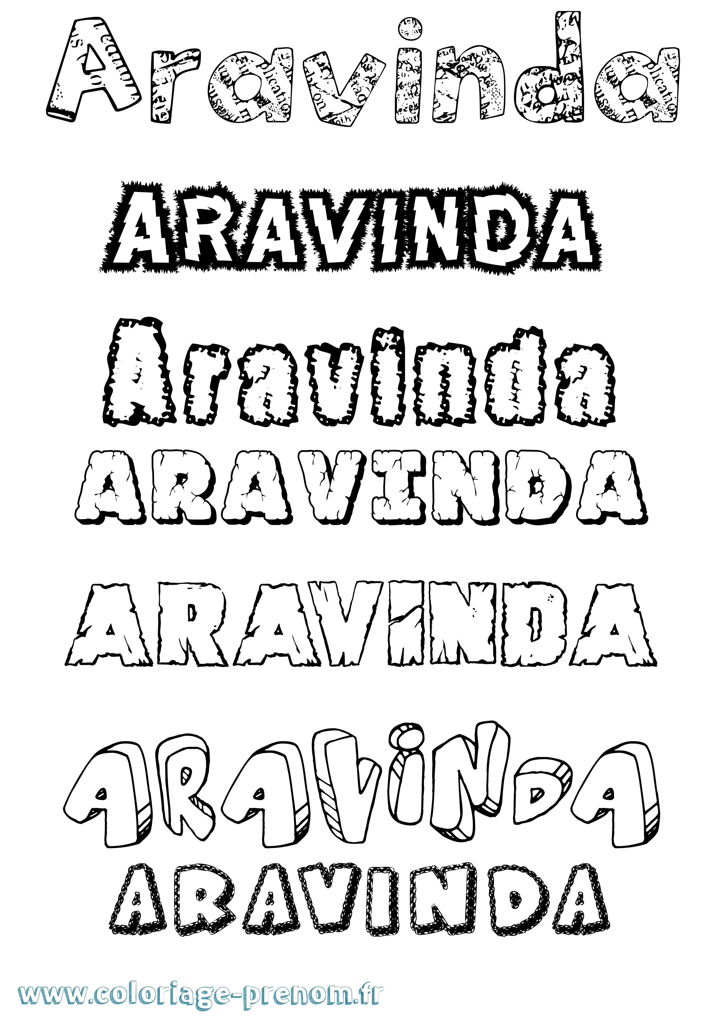 Coloriage prénom Aravinda Destructuré