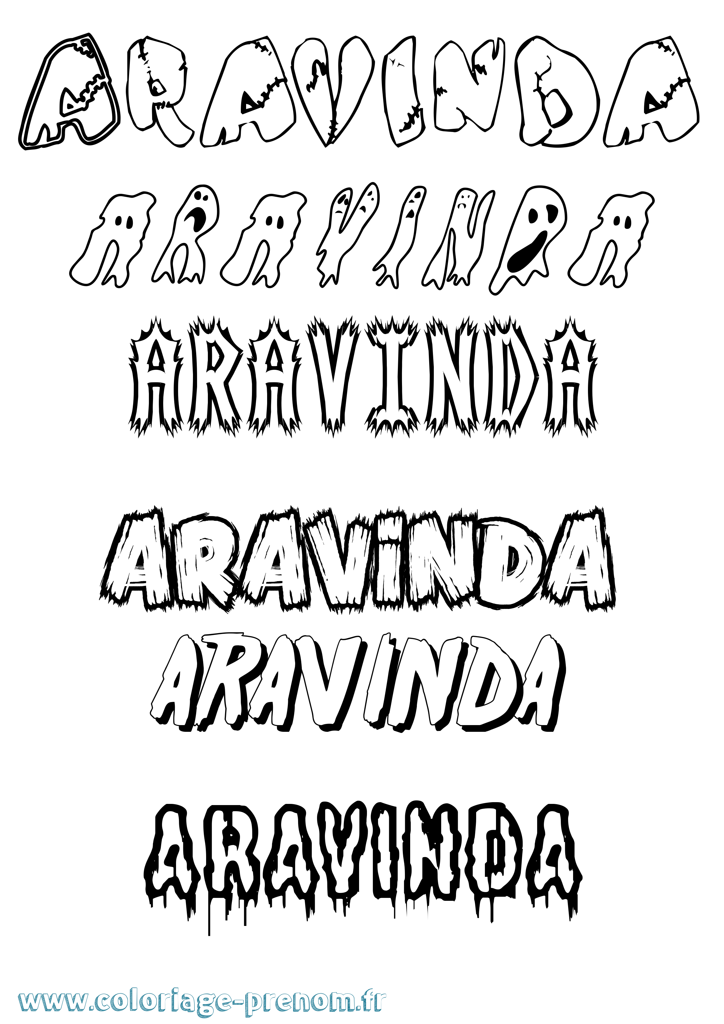 Coloriage prénom Aravinda Frisson