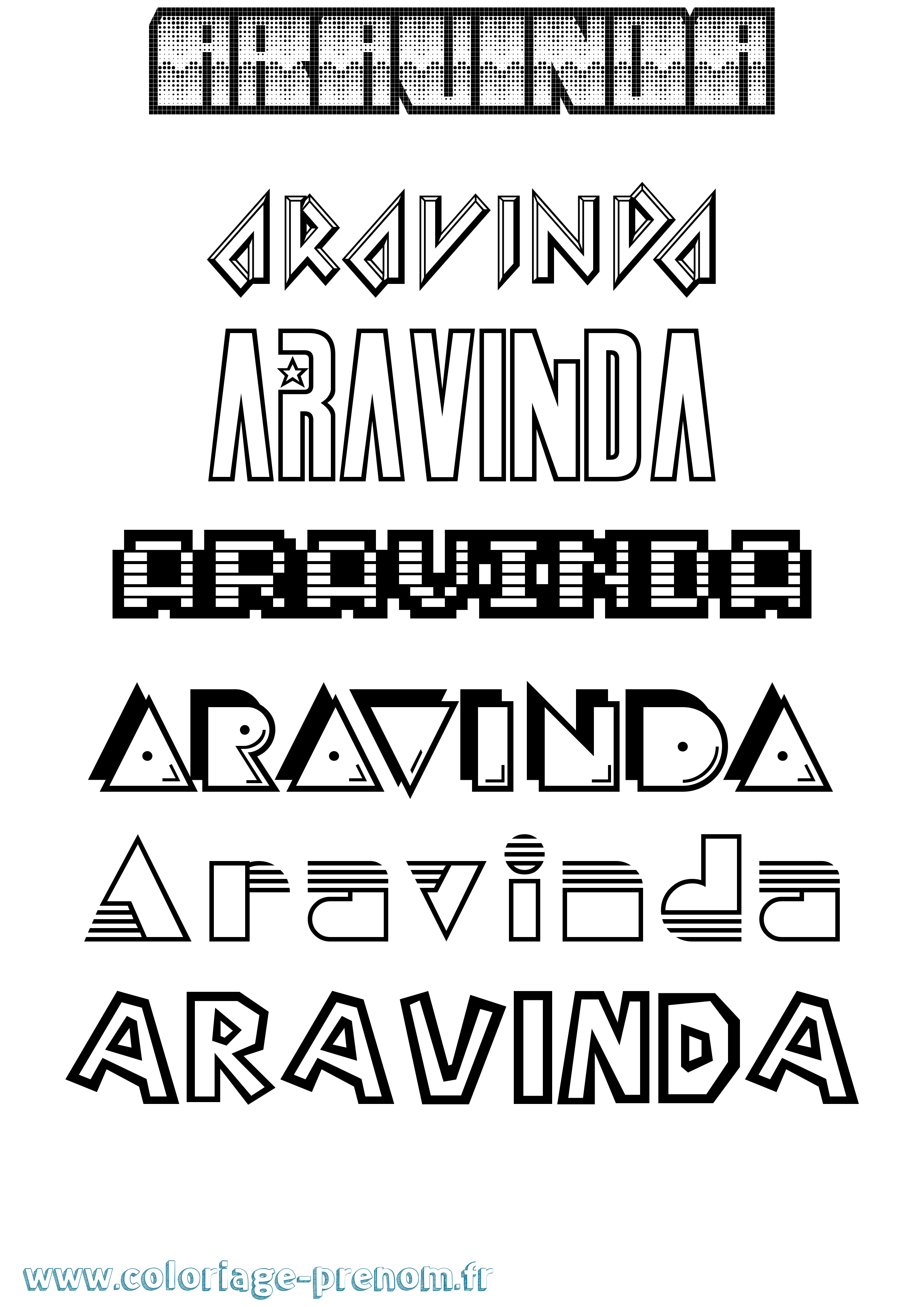Coloriage prénom Aravinda Jeux Vidéos