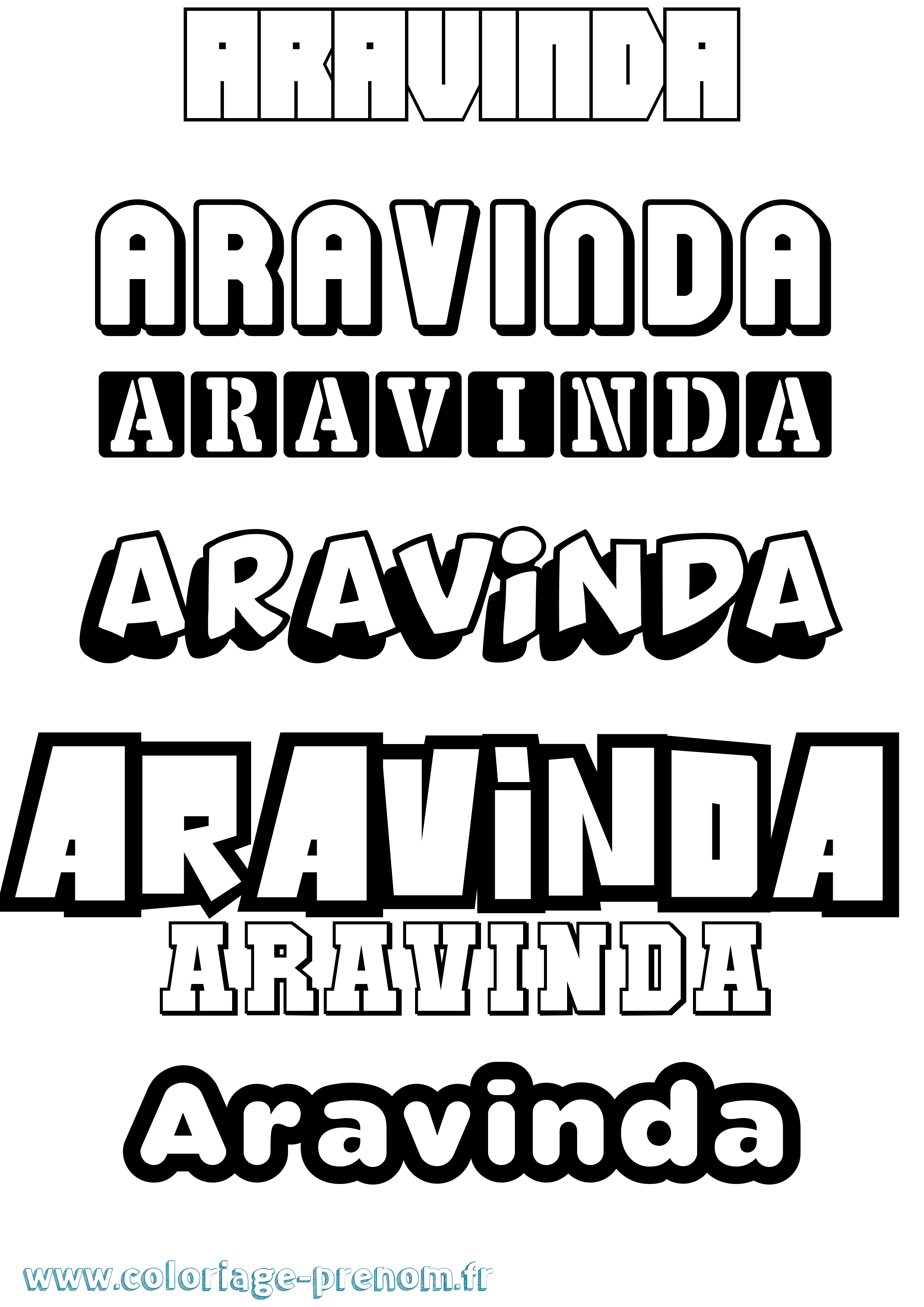 Coloriage prénom Aravinda Simple