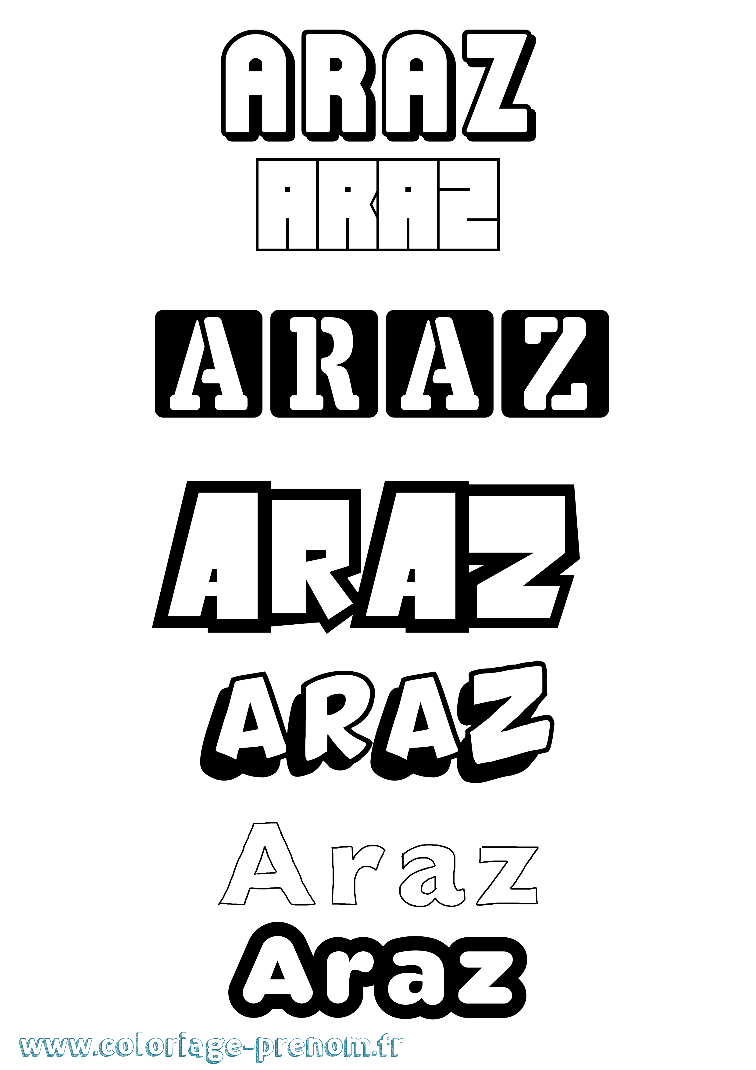 Coloriage prénom Araz Simple
