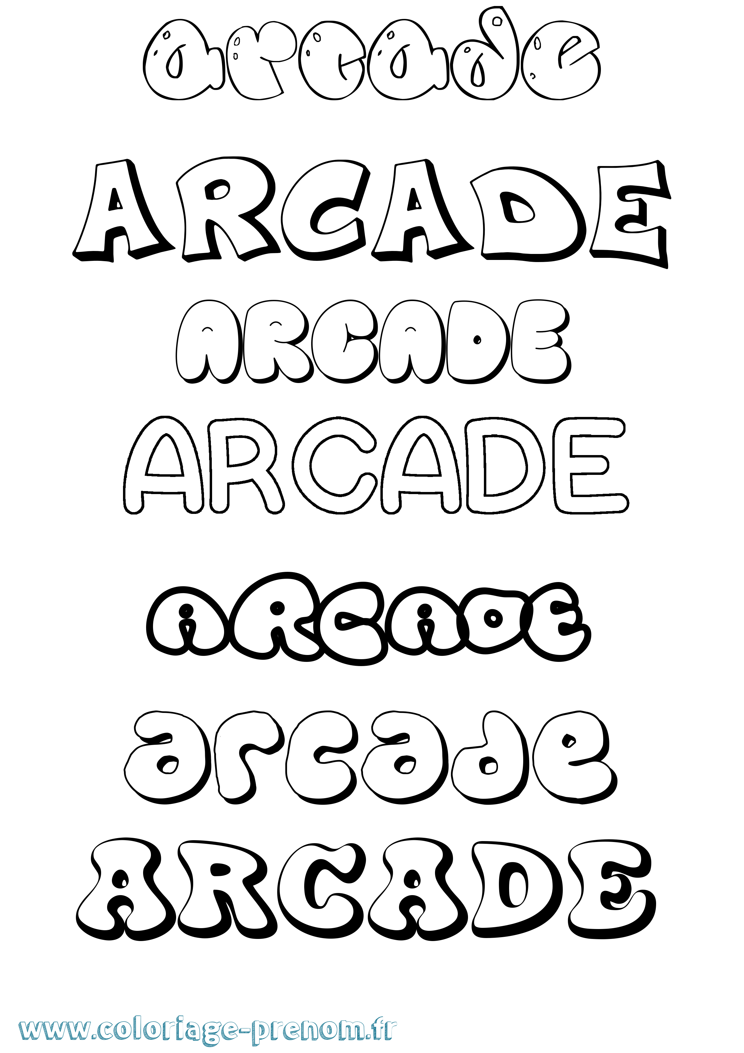 Coloriage prénom Arcade Bubble