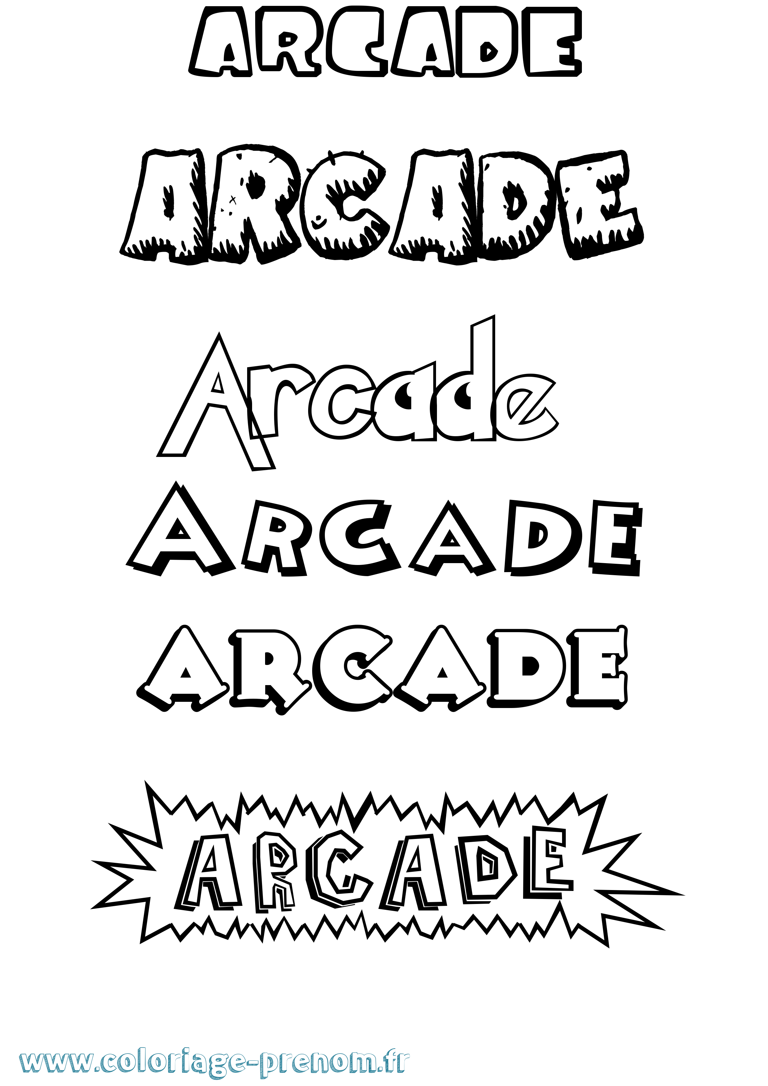 Coloriage prénom Arcade Dessin Animé