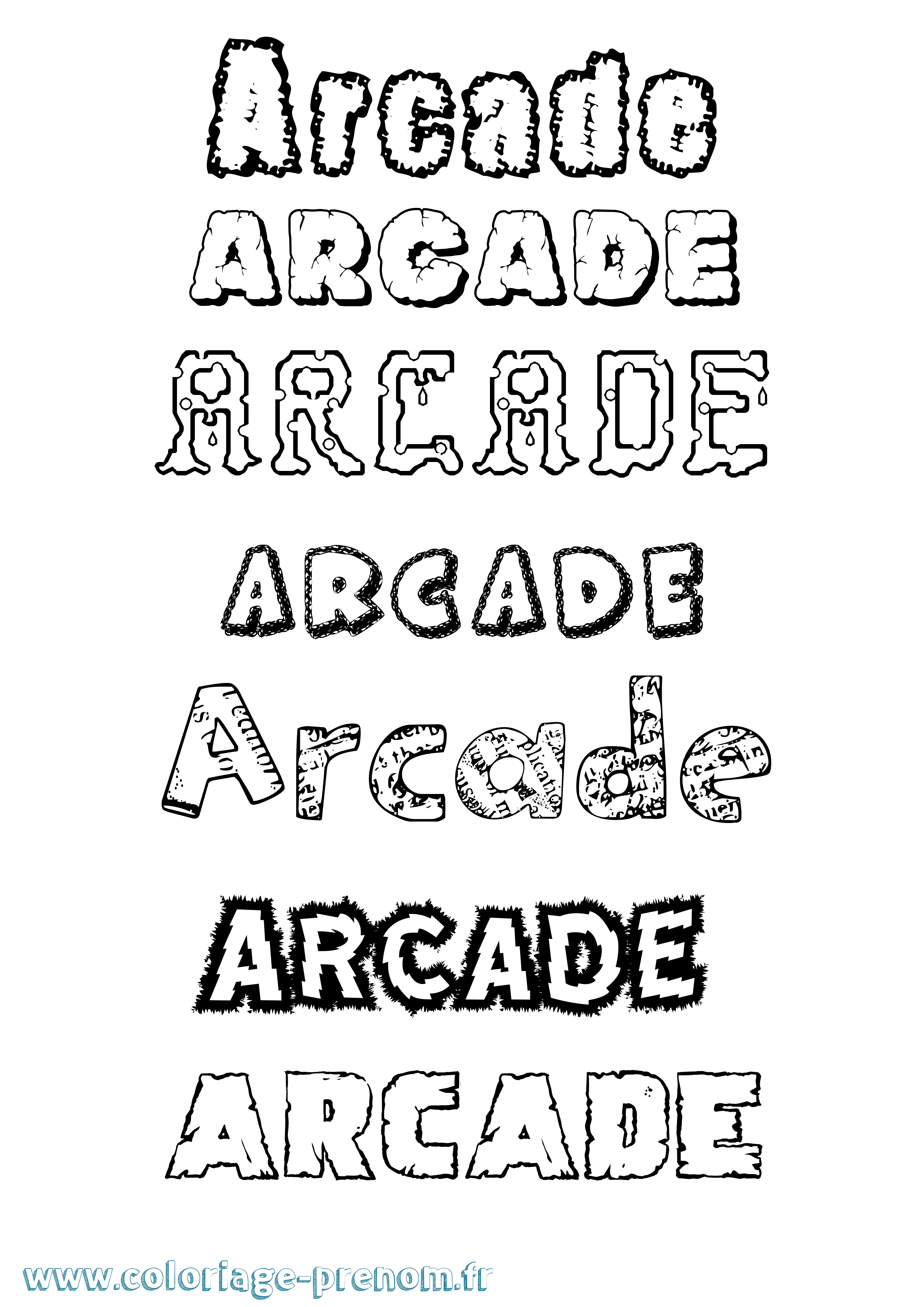 Coloriage prénom Arcade Destructuré