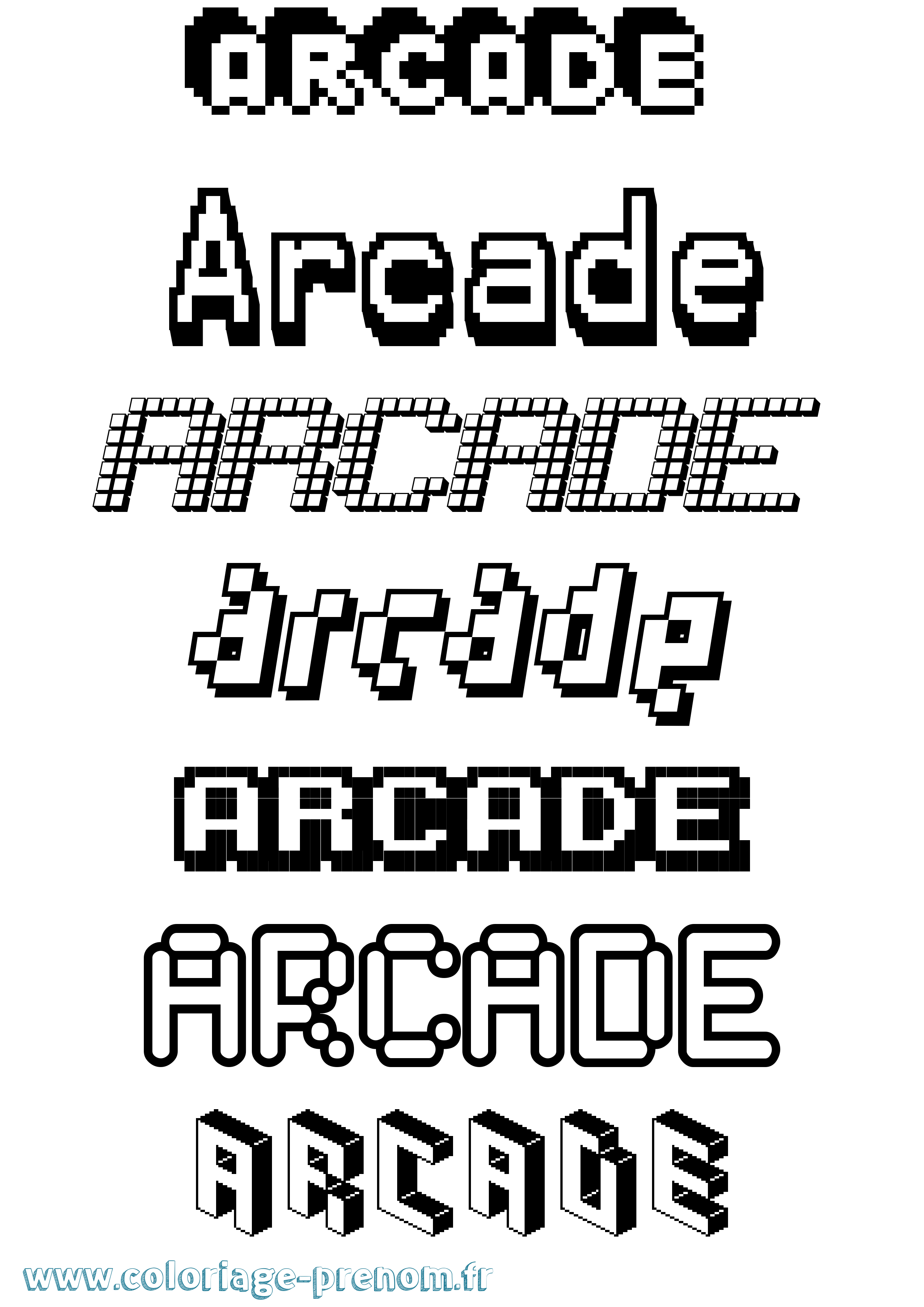Coloriage prénom Arcade Pixel