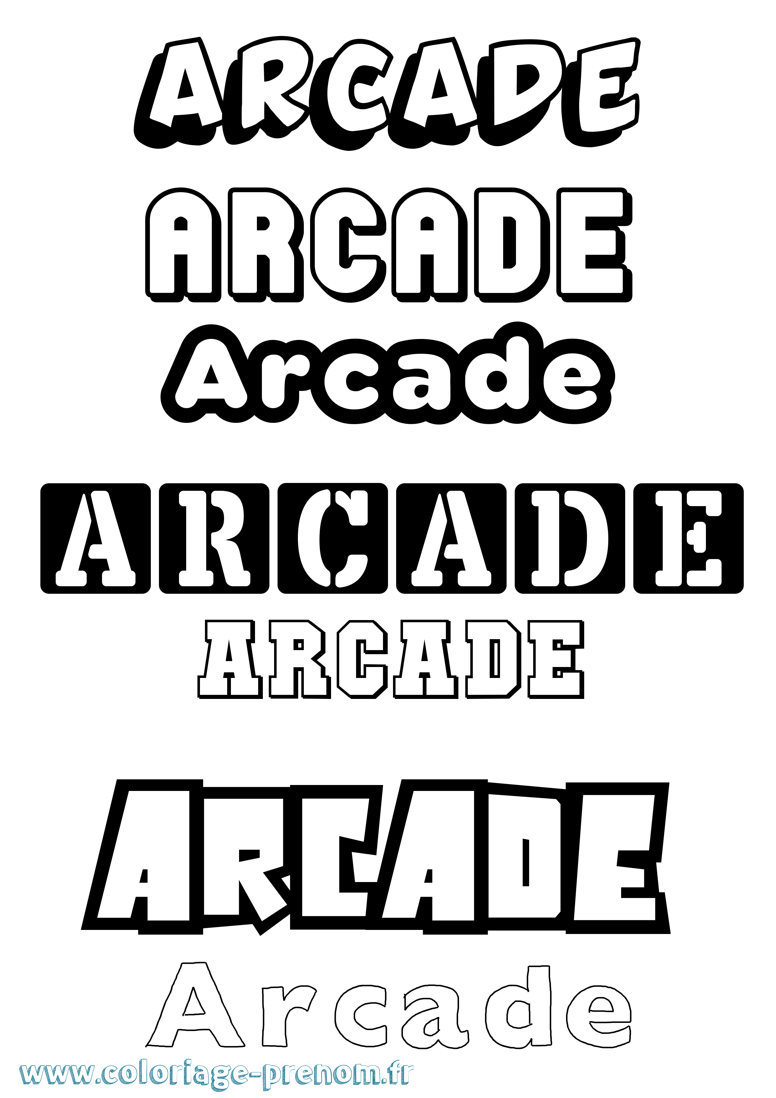 Coloriage prénom Arcade Simple