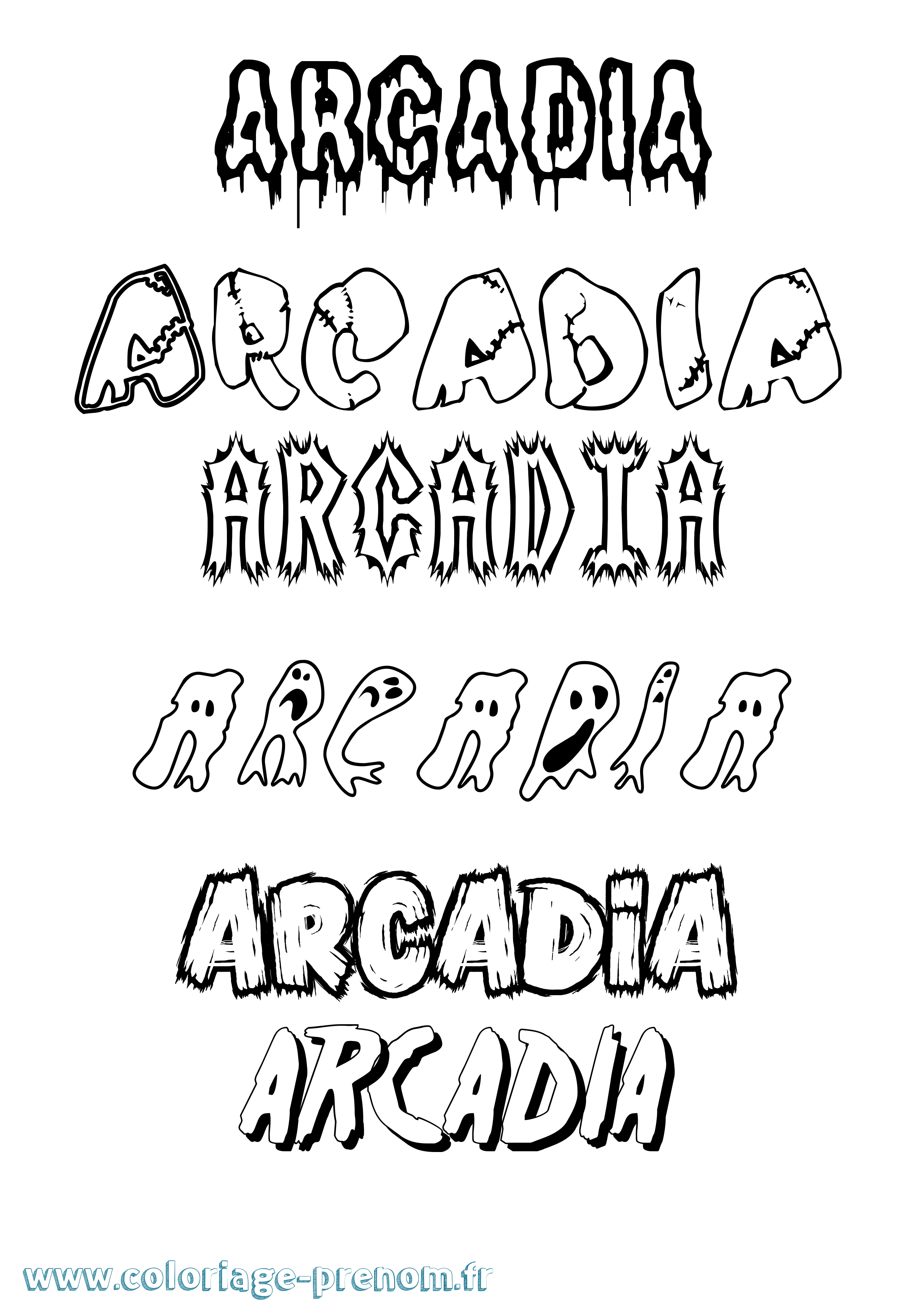 Coloriage prénom Arcadia Frisson