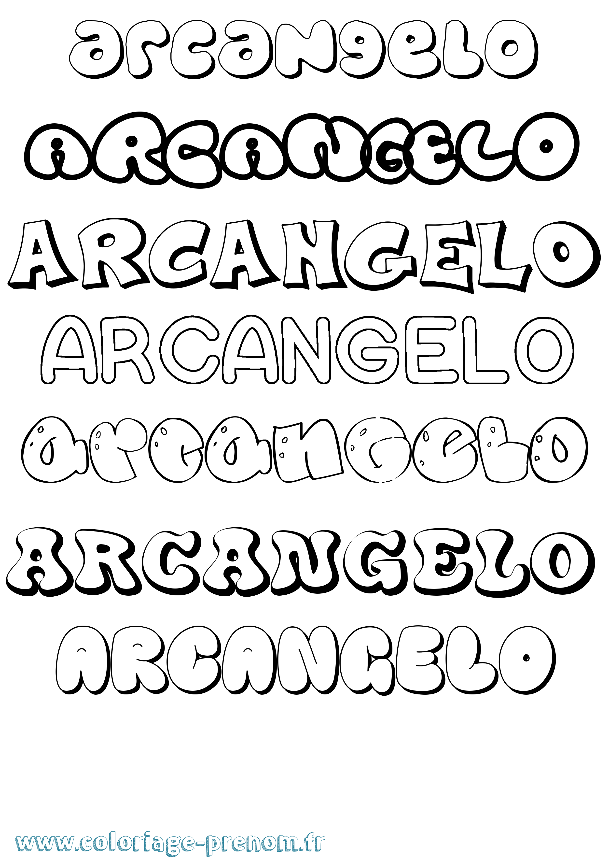 Coloriage prénom Arcangelo Bubble