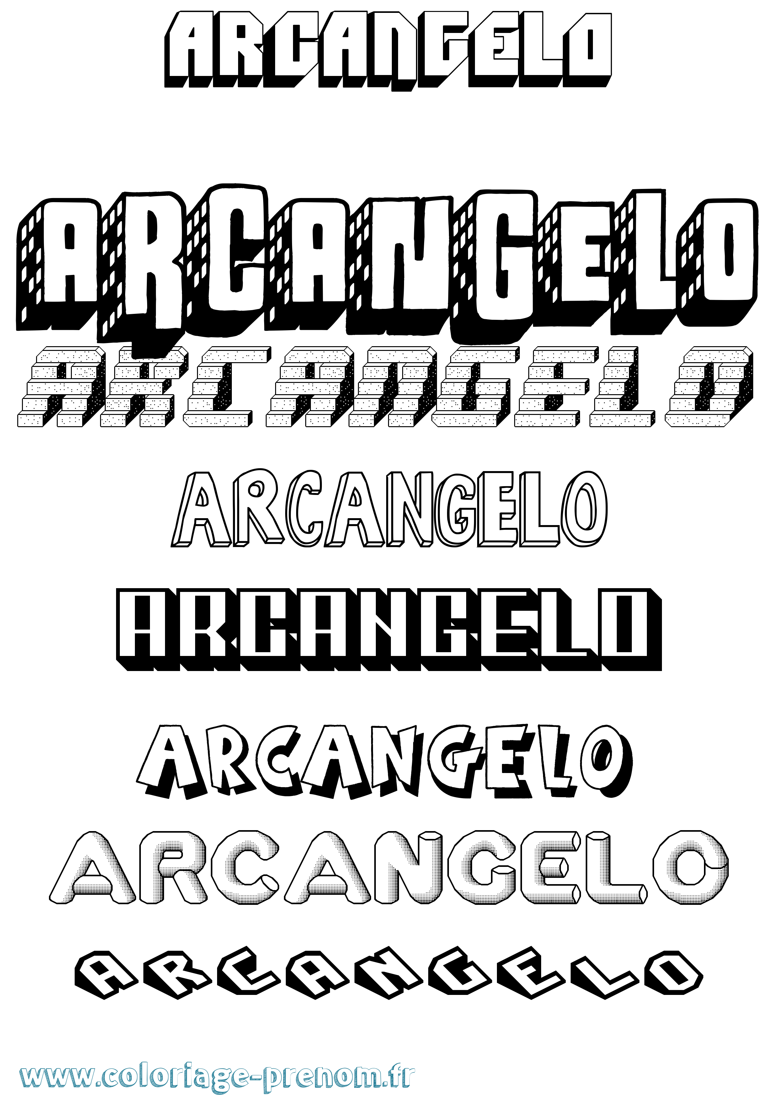 Coloriage prénom Arcangelo Effet 3D