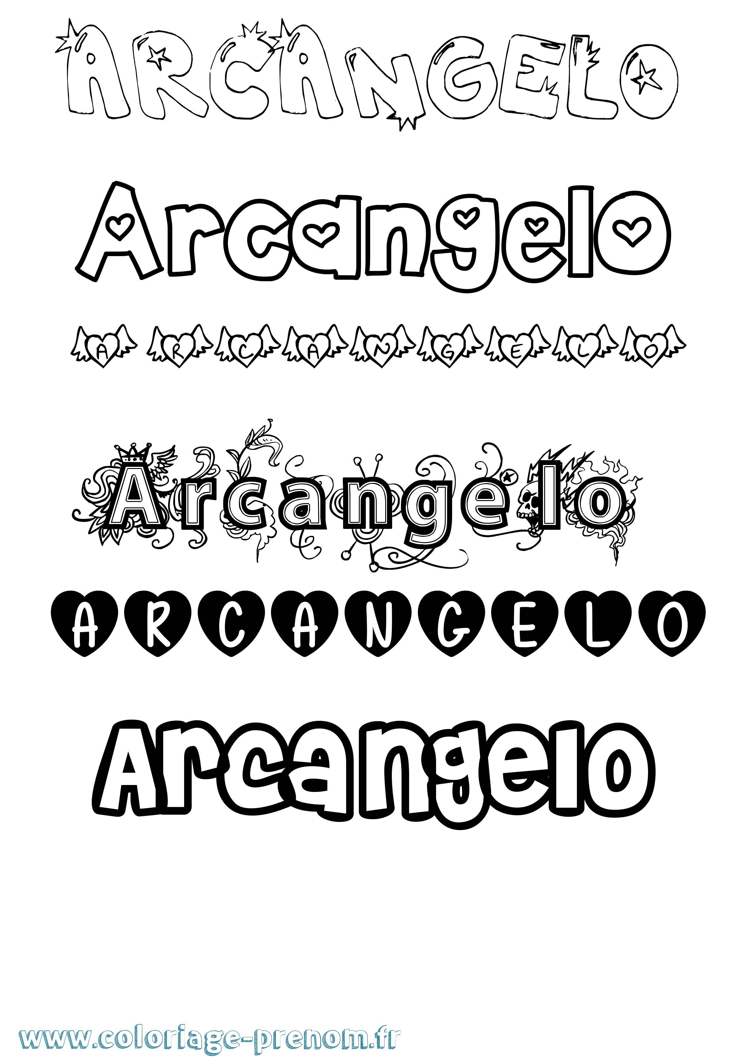 Coloriage prénom Arcangelo Girly