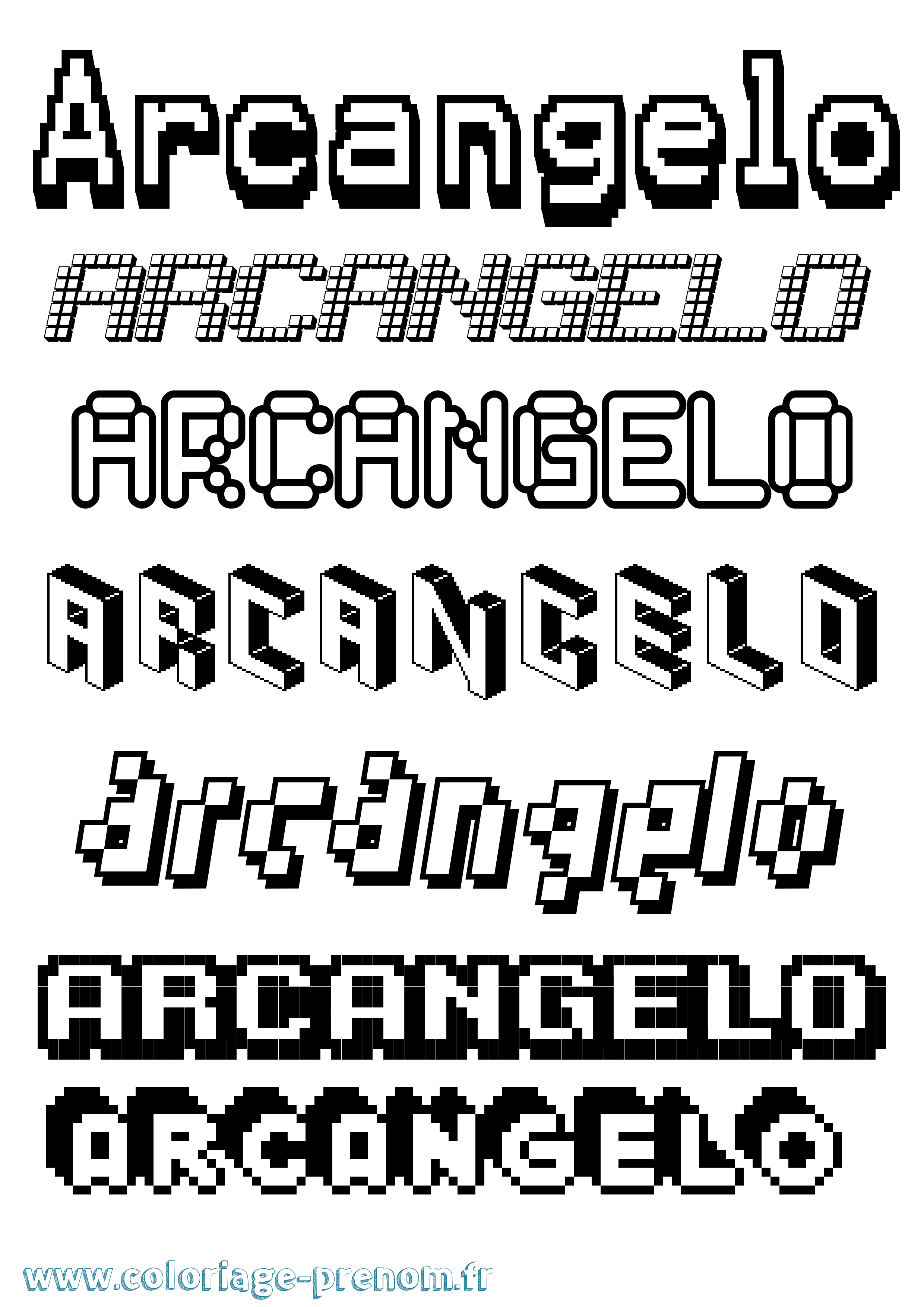 Coloriage prénom Arcangelo Pixel