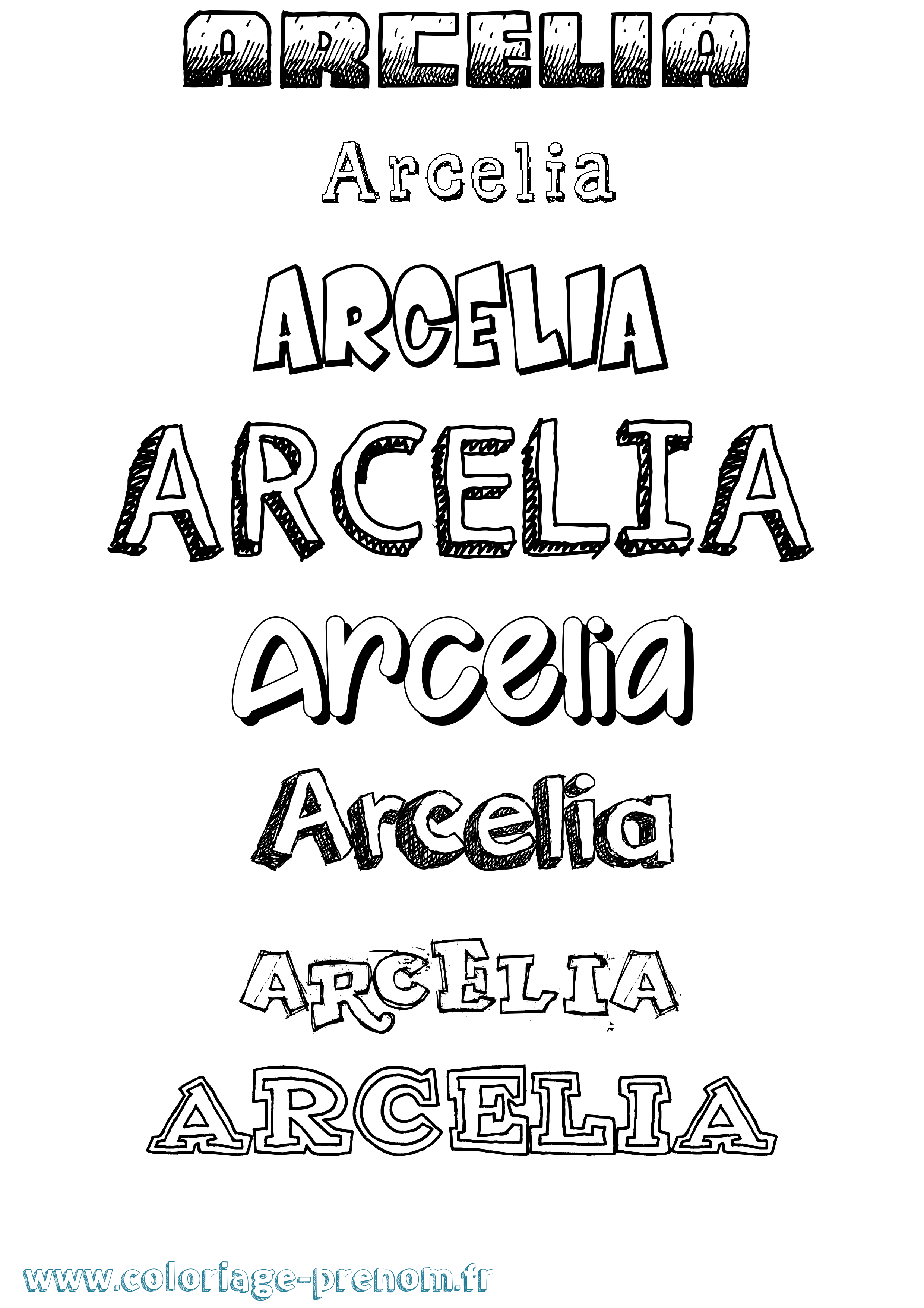 Coloriage prénom Arcelia Dessiné