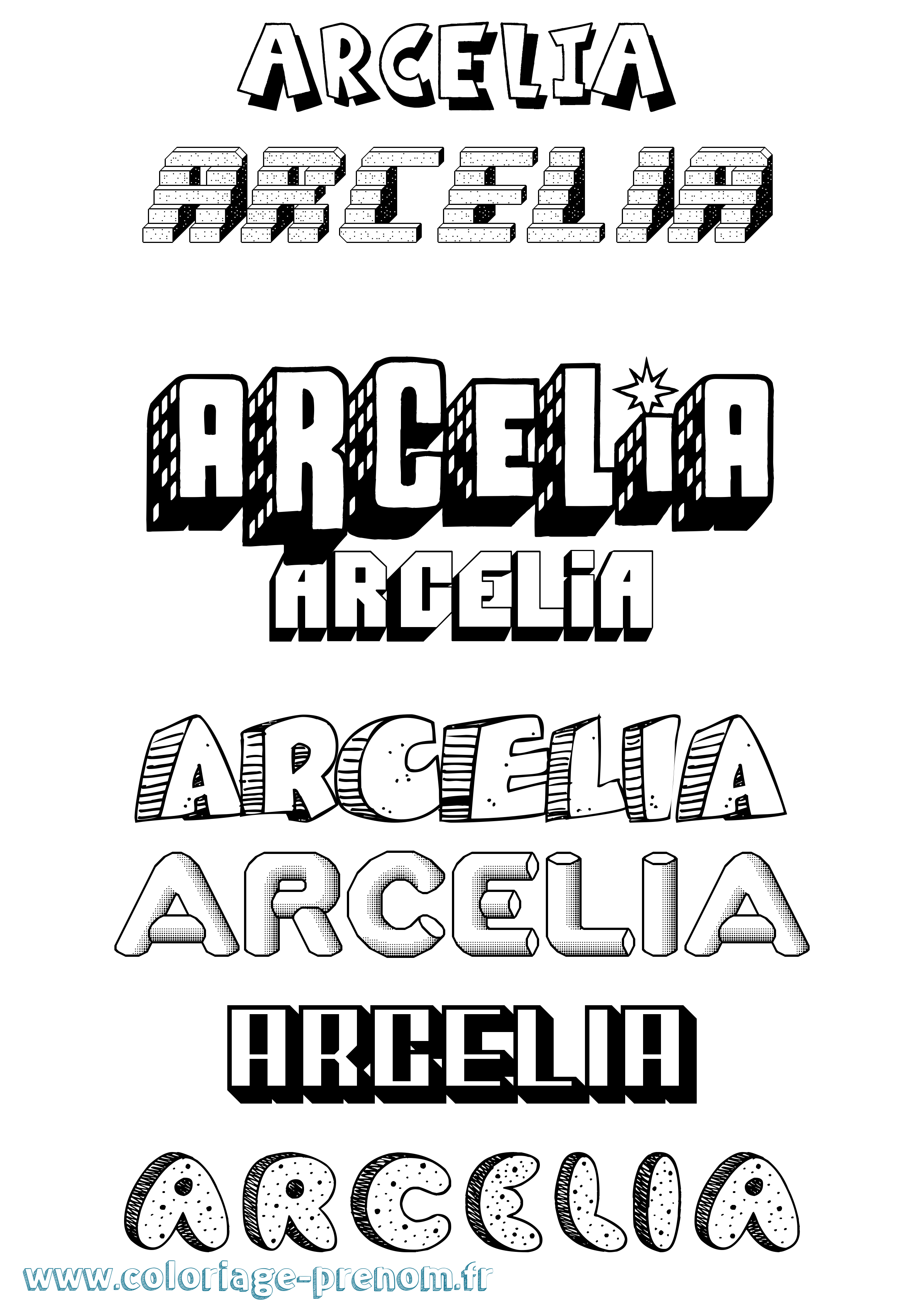 Coloriage prénom Arcelia Effet 3D