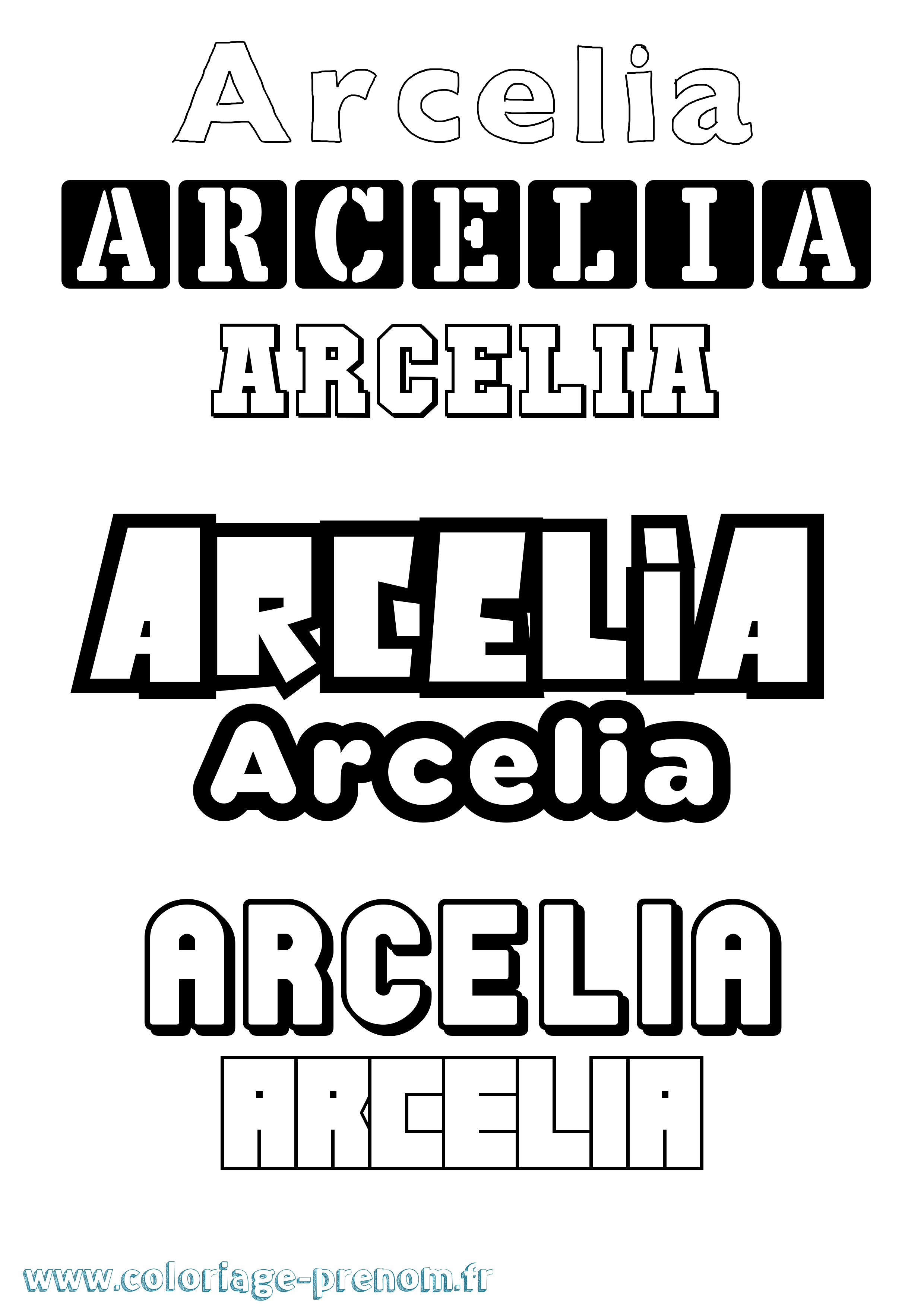 Coloriage prénom Arcelia Simple