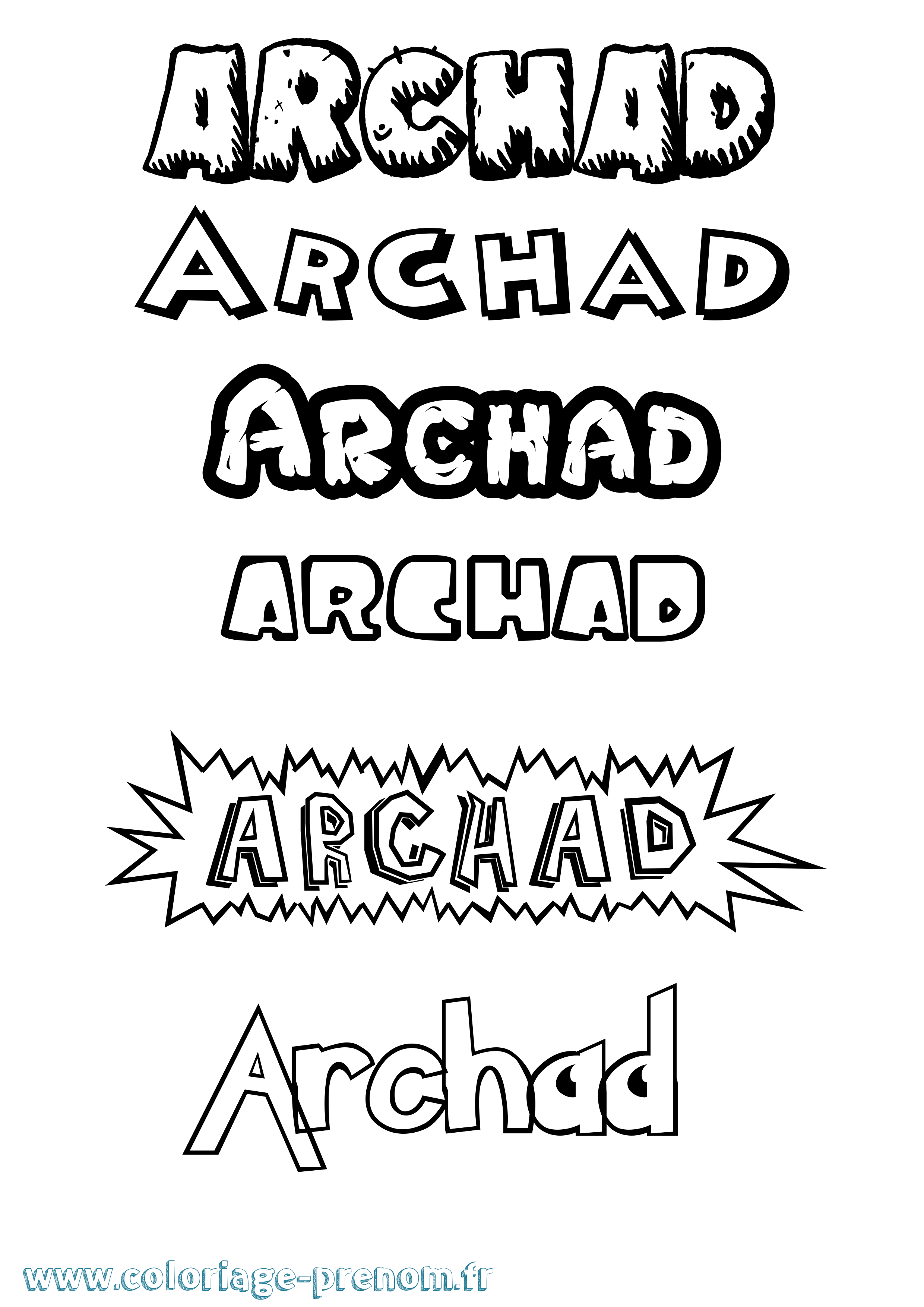 Coloriage Archad Dessin Animé Coloriage prénom Archad Dessin Animé