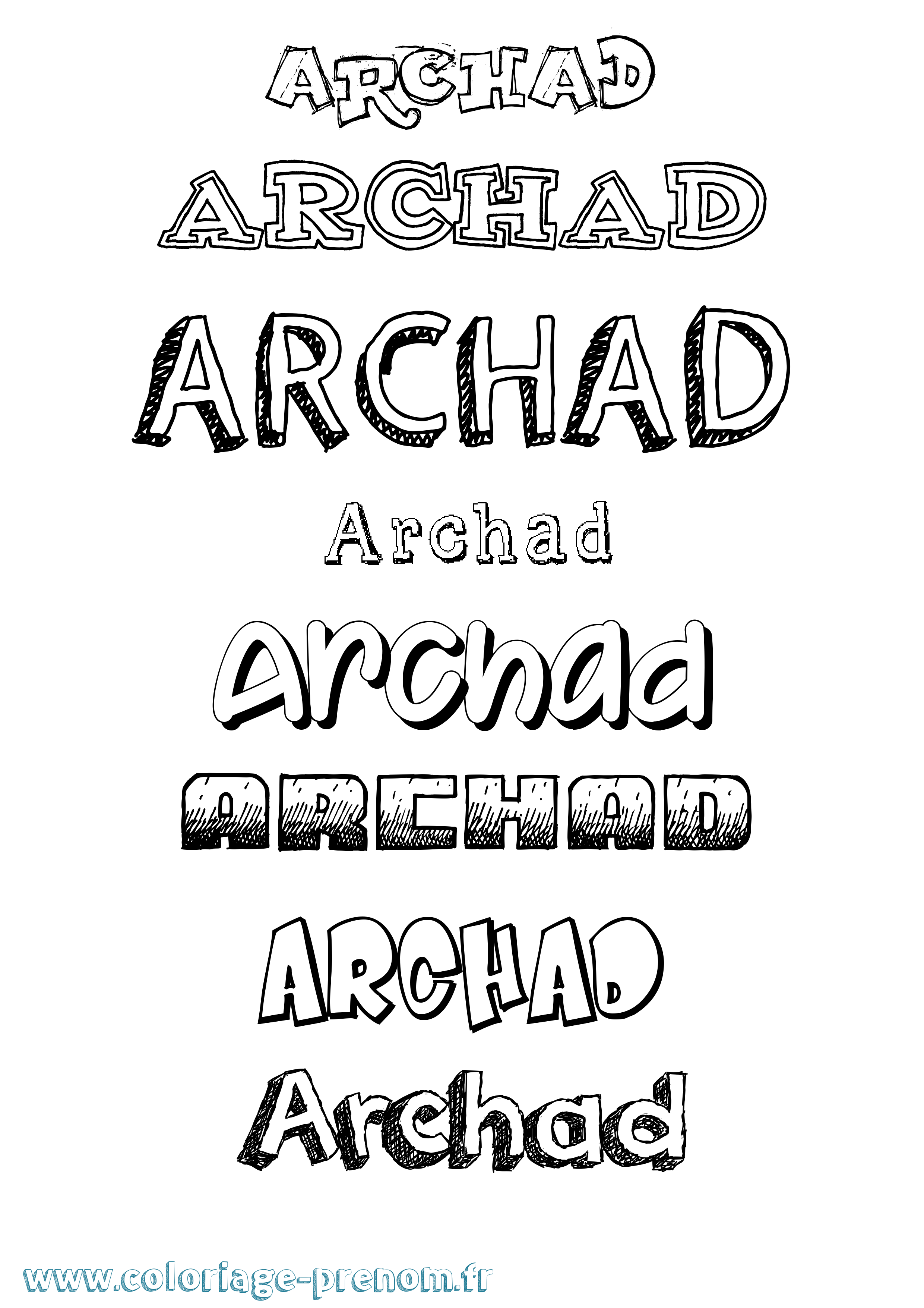 Coloriage Archad Dessiné Coloriage prénom Archad Dessiné