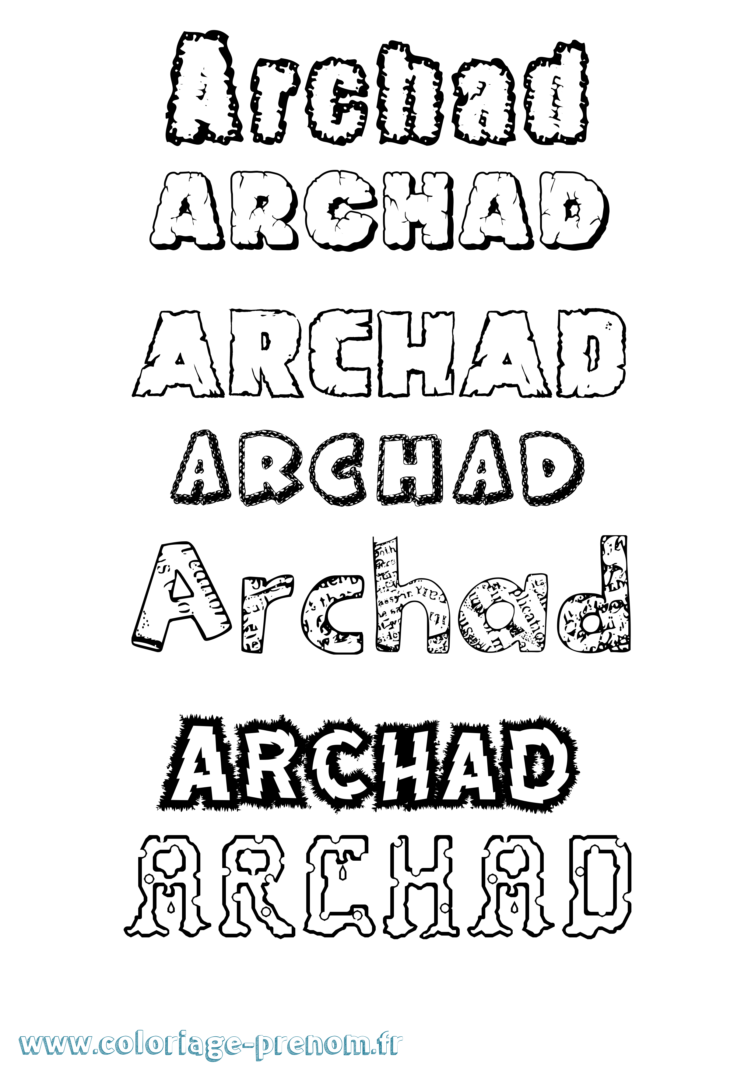 Coloriage Archad Destructuré Coloriage prénom Archad Destructuré