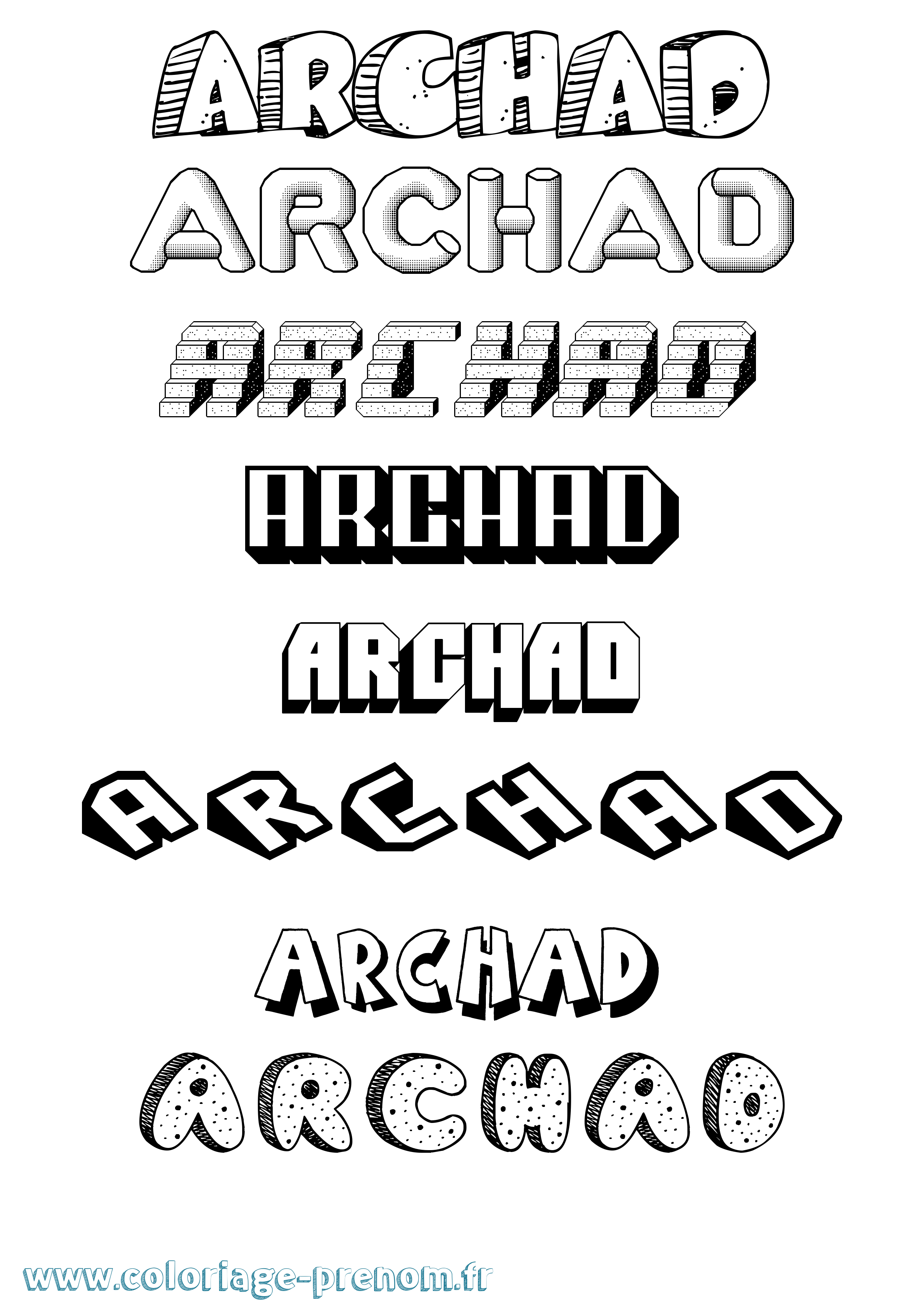 Coloriage Archad Effet 3D Coloriage prénom Archad Effet 3D