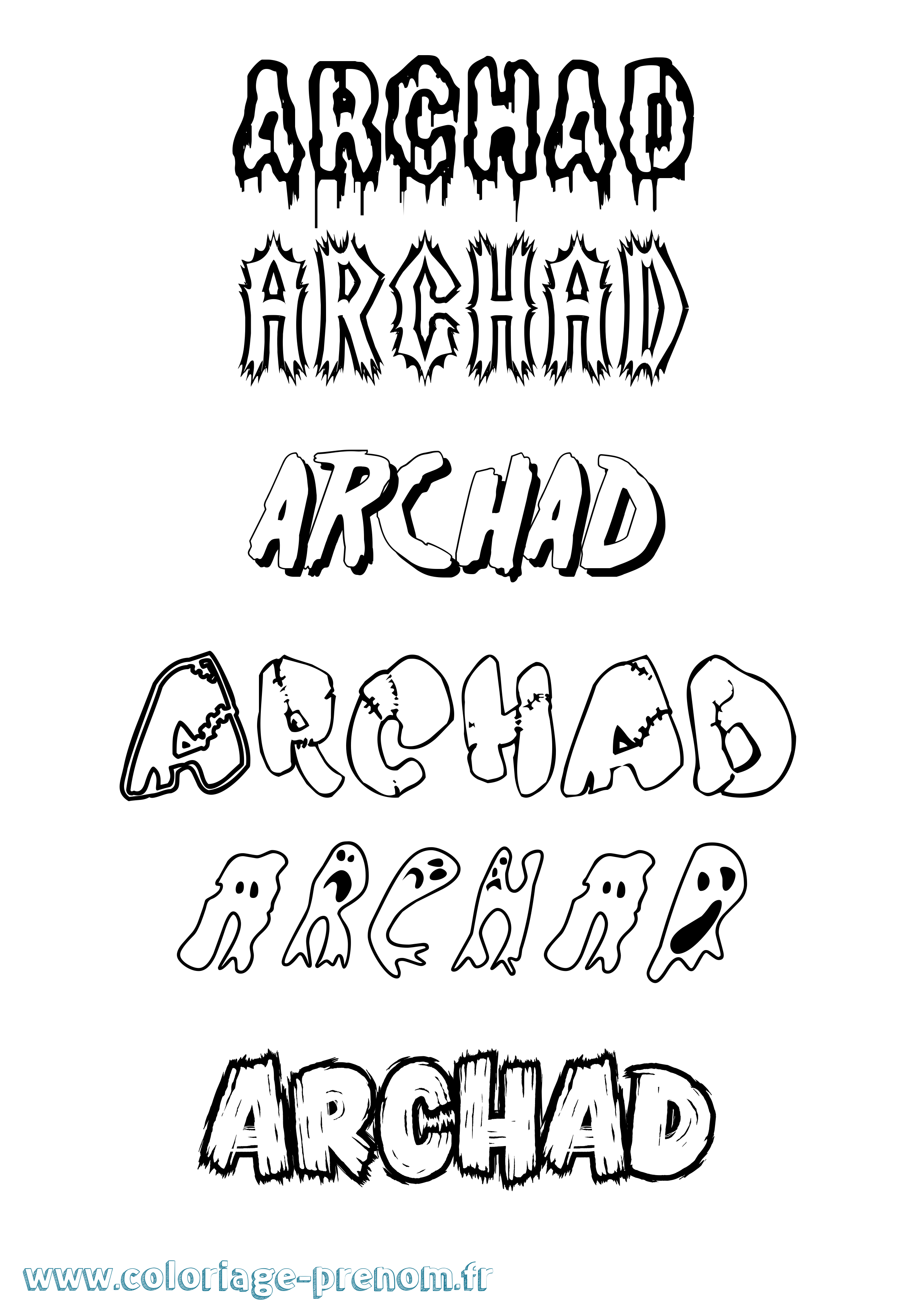 Coloriage Archad Frisson Coloriage prénom Archad Frisson