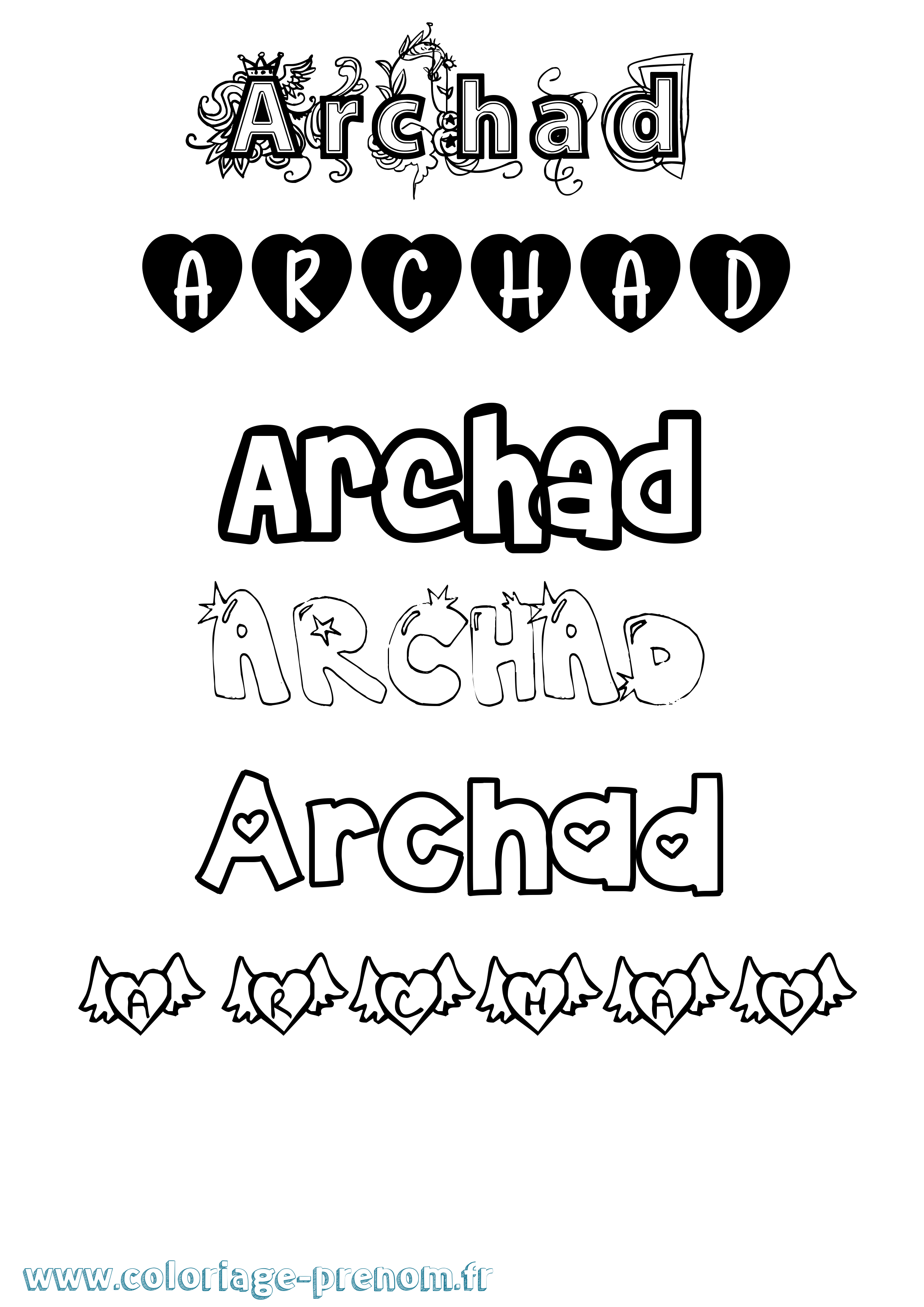 Coloriage Archad Girly Coloriage prénom Archad Girly