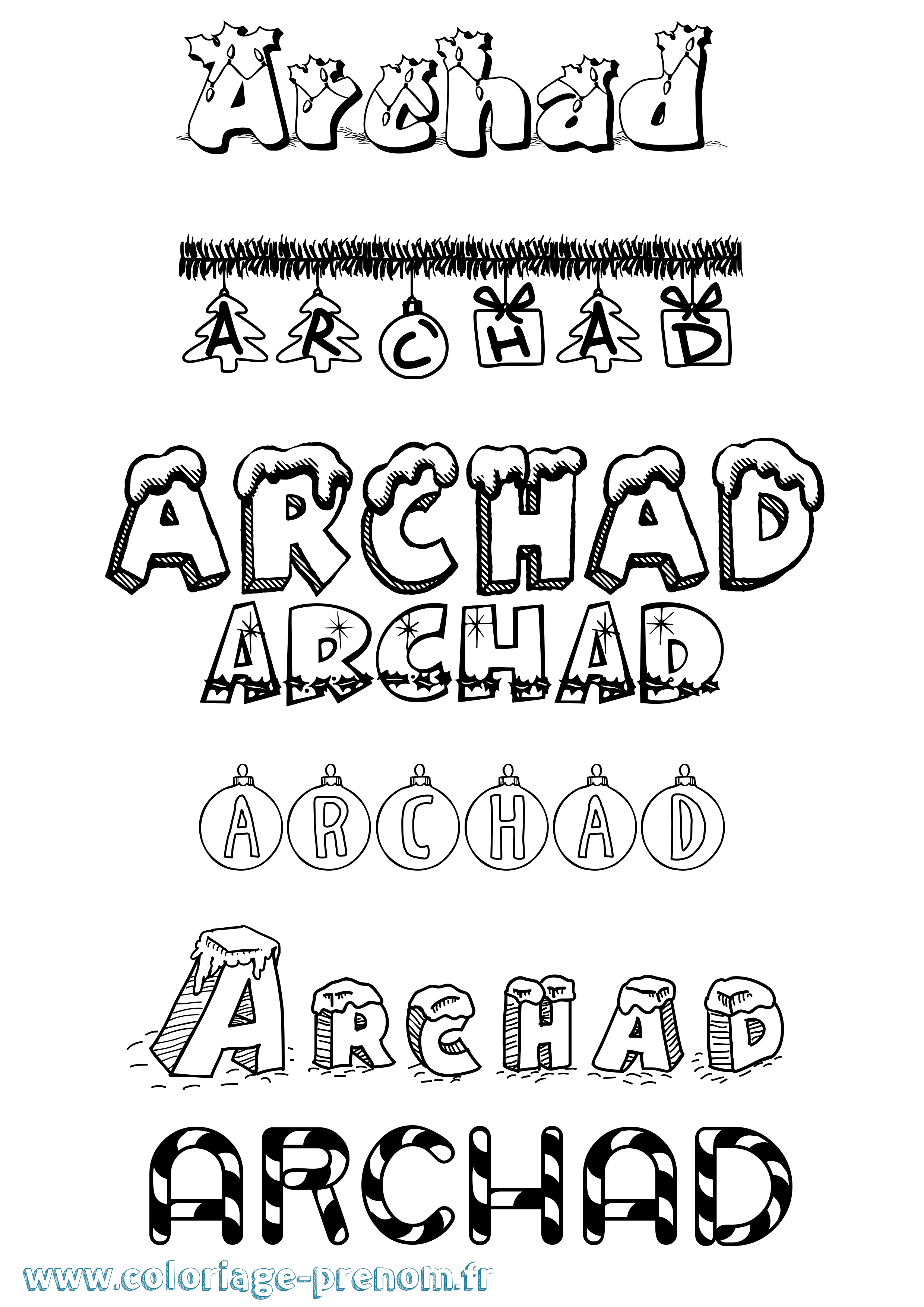 Coloriage Archad Noël Coloriage prénom Archad Noël