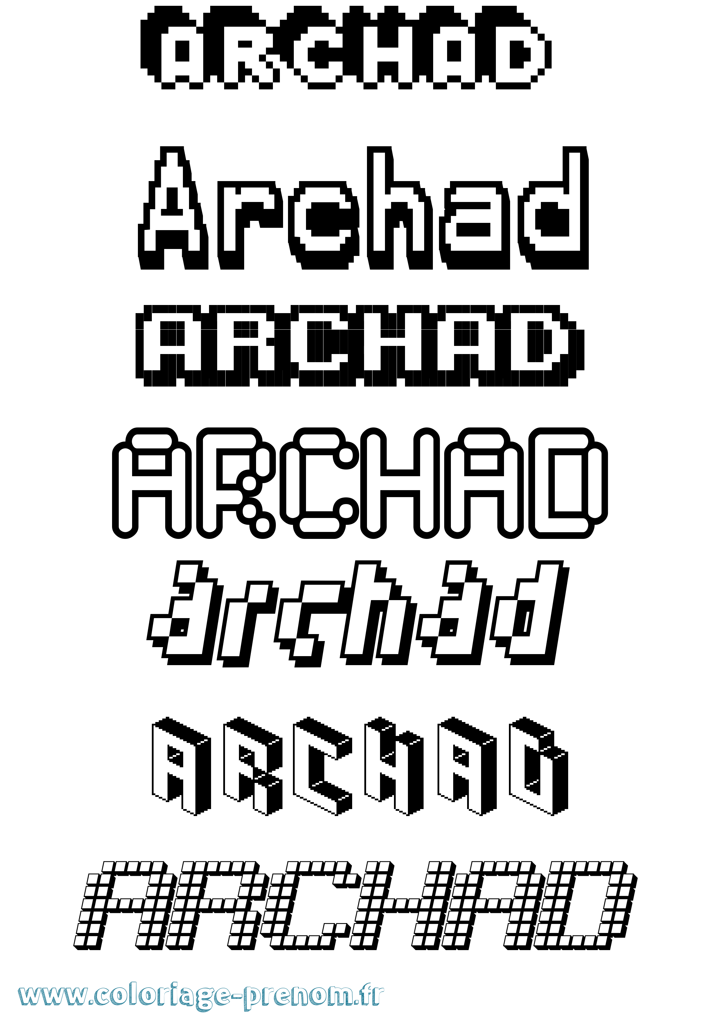 Coloriage Archad Pixel Coloriage prénom Archad Pixel