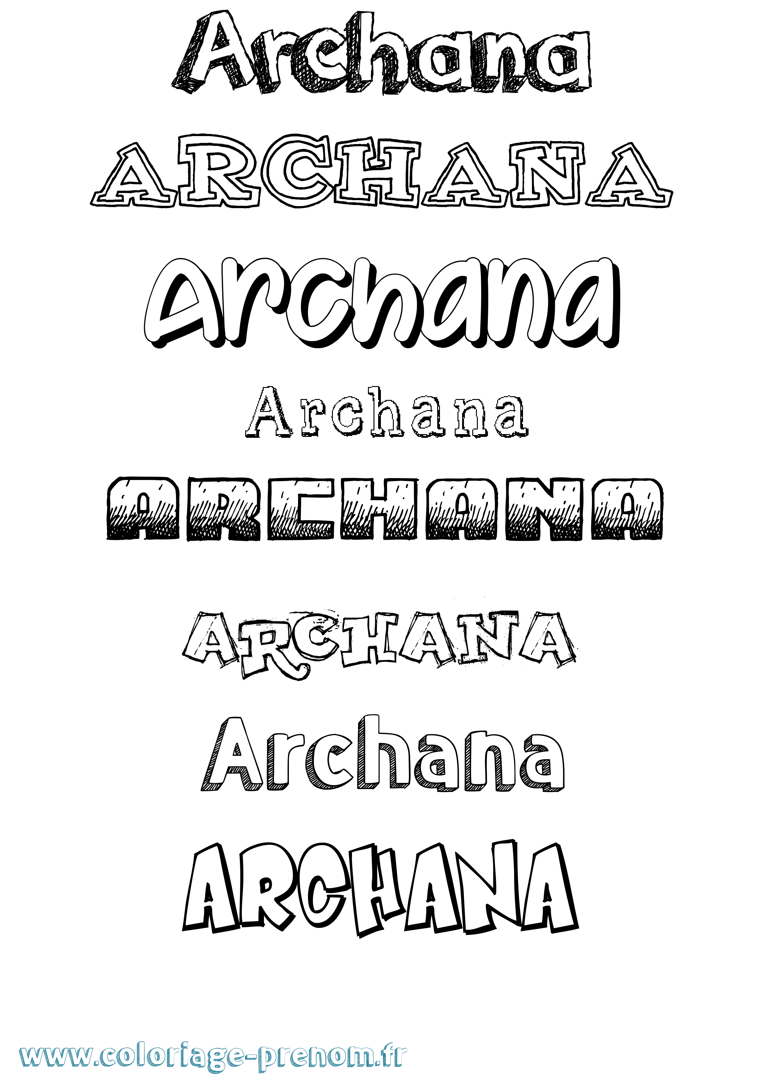 Coloriage prénom Archana Dessiné