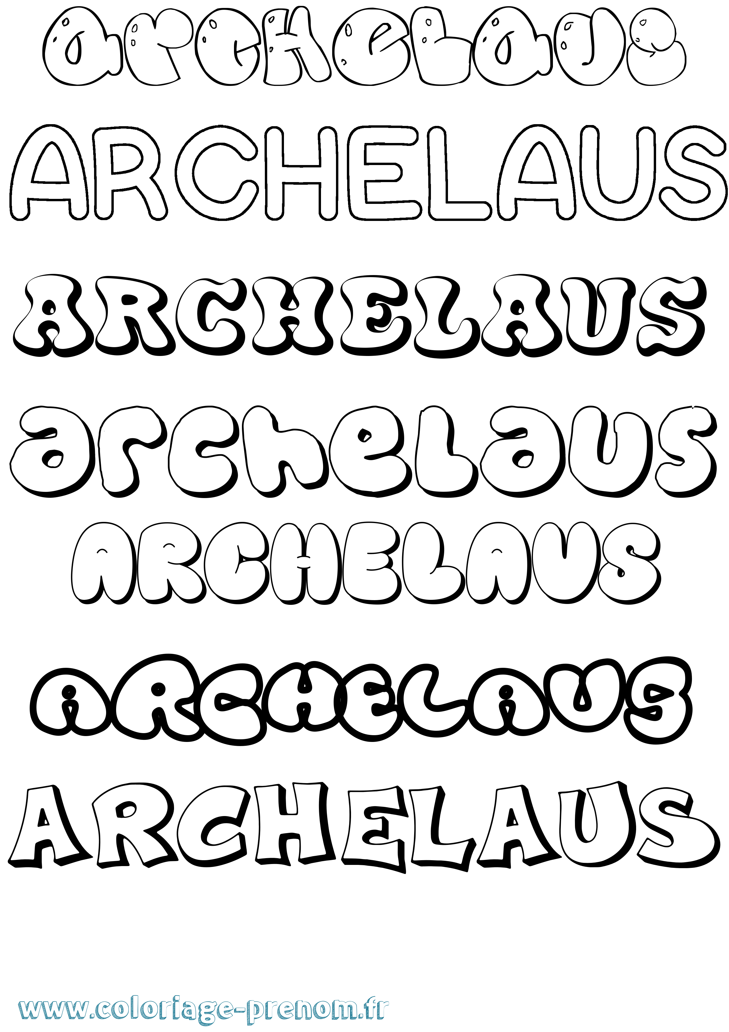 Coloriage prénom Archelaus Bubble