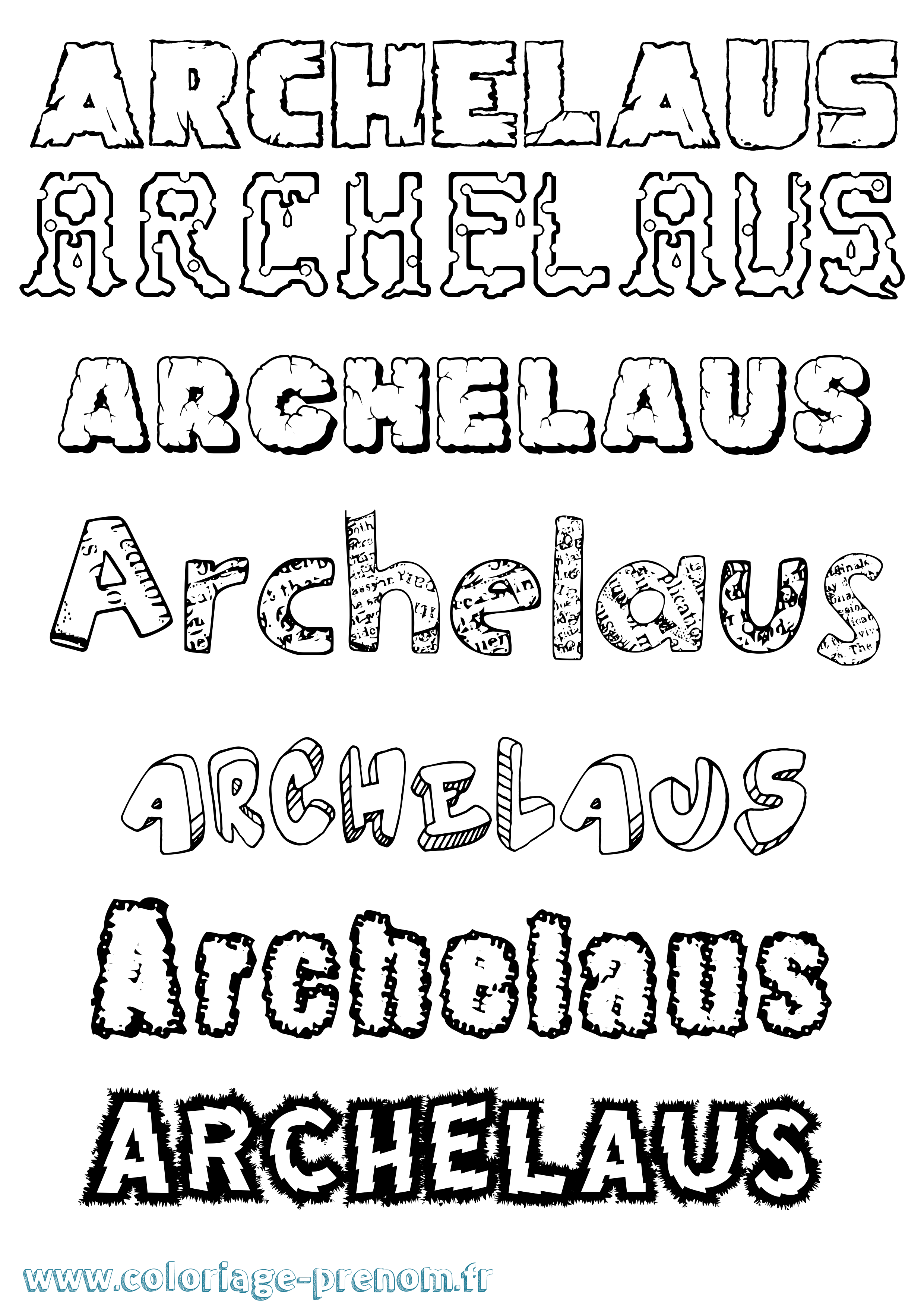 Coloriage prénom Archelaus Destructuré