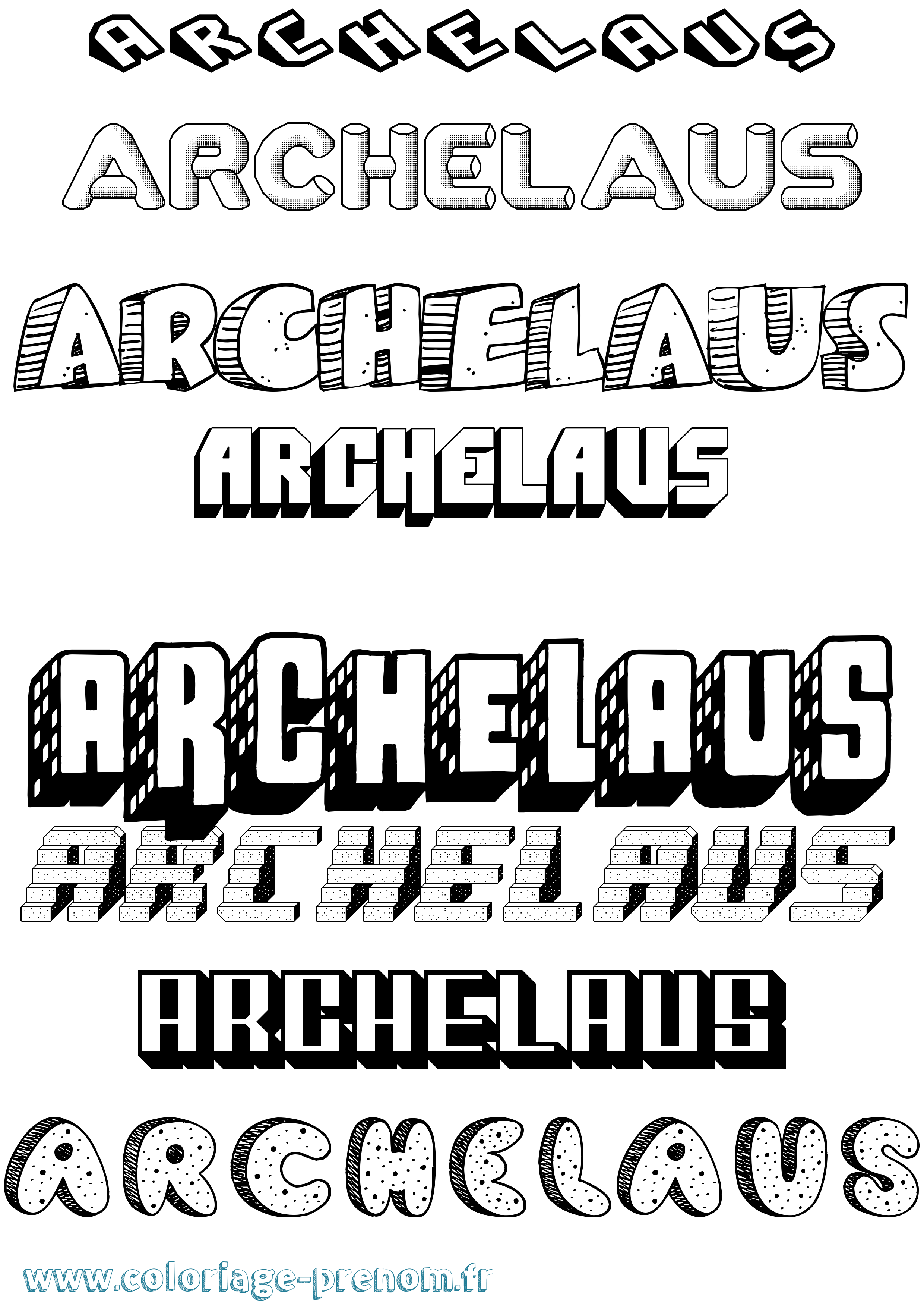 Coloriage prénom Archelaus Effet 3D