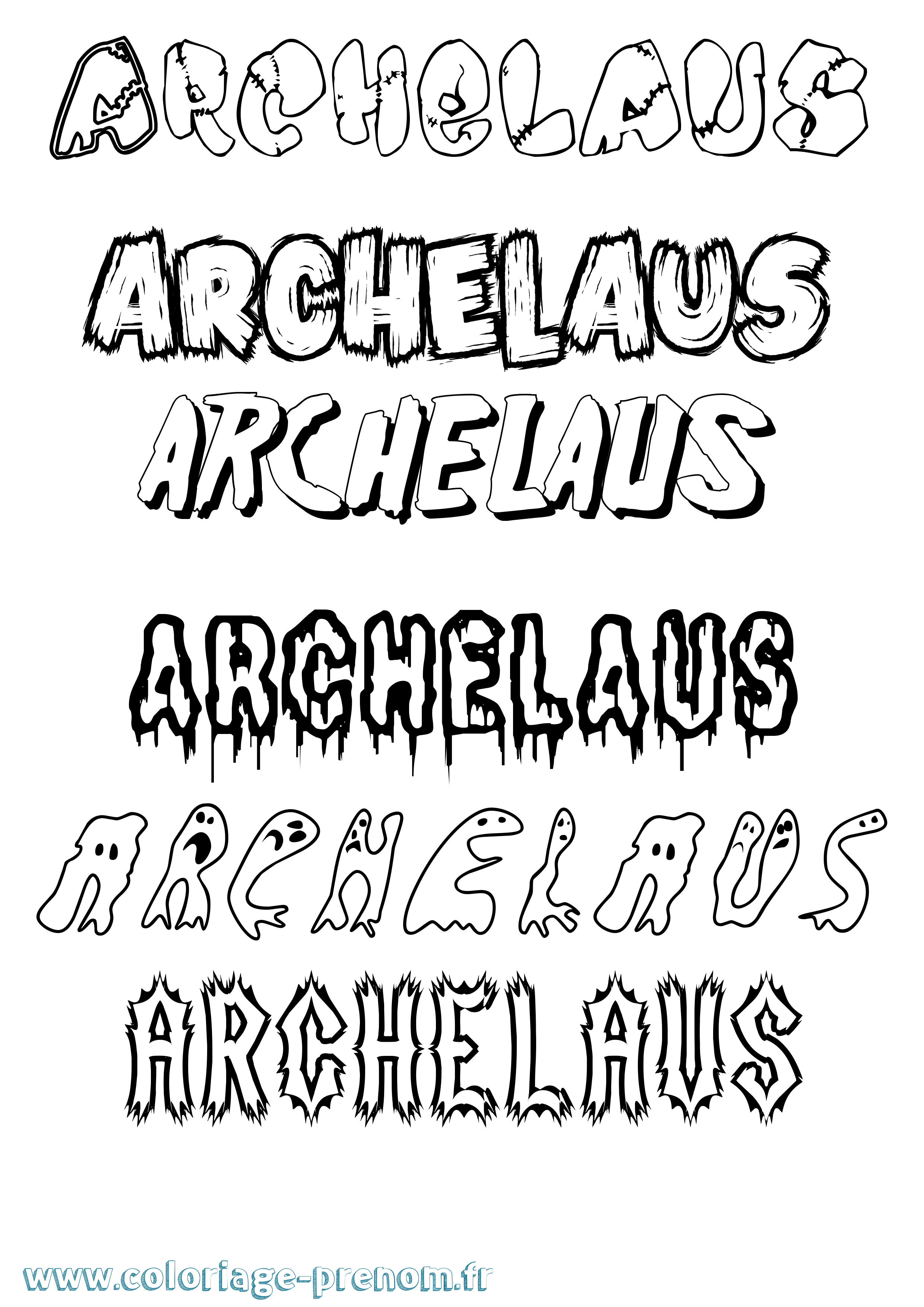 Coloriage prénom Archelaus Frisson