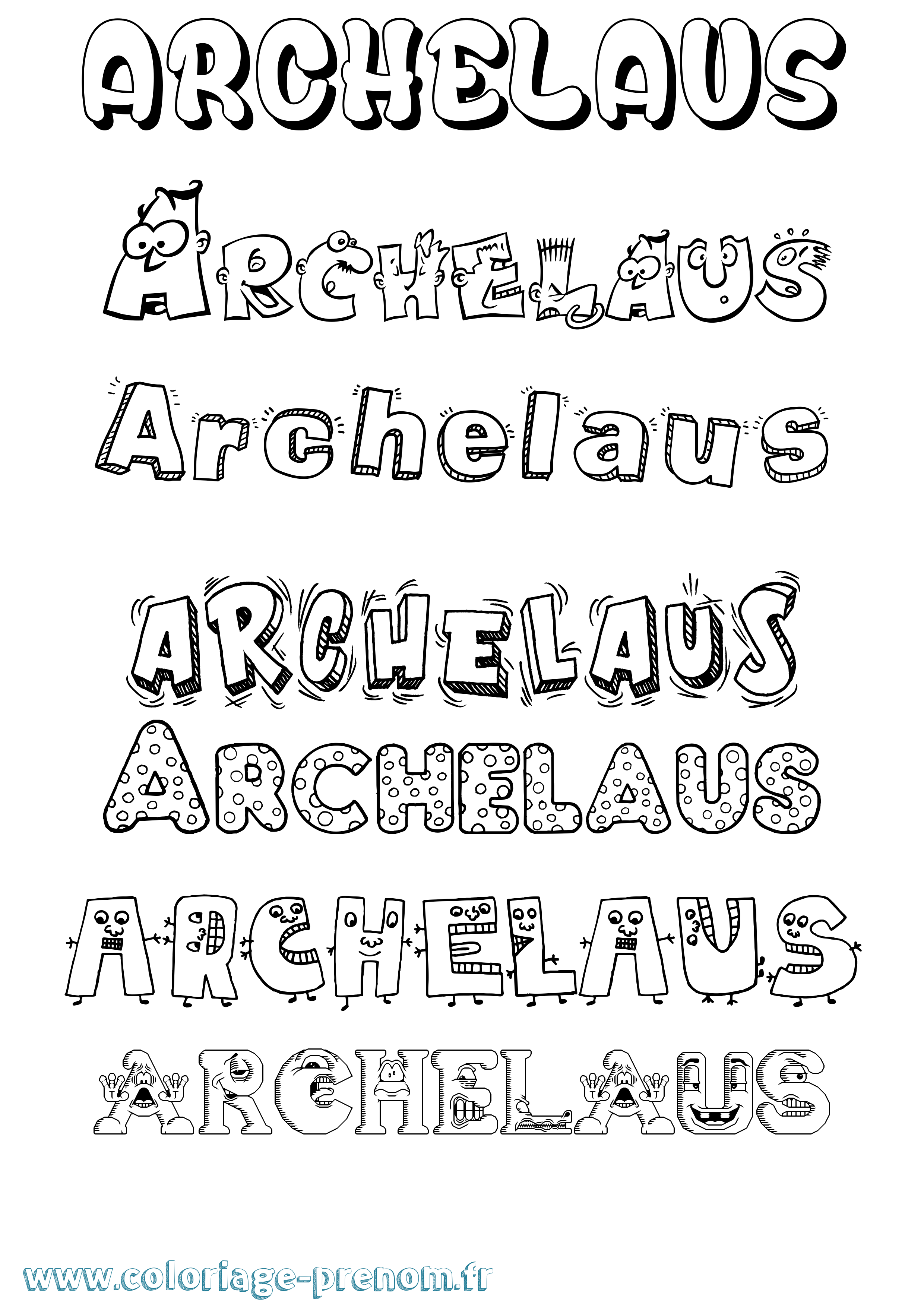 Coloriage prénom Archelaus Fun