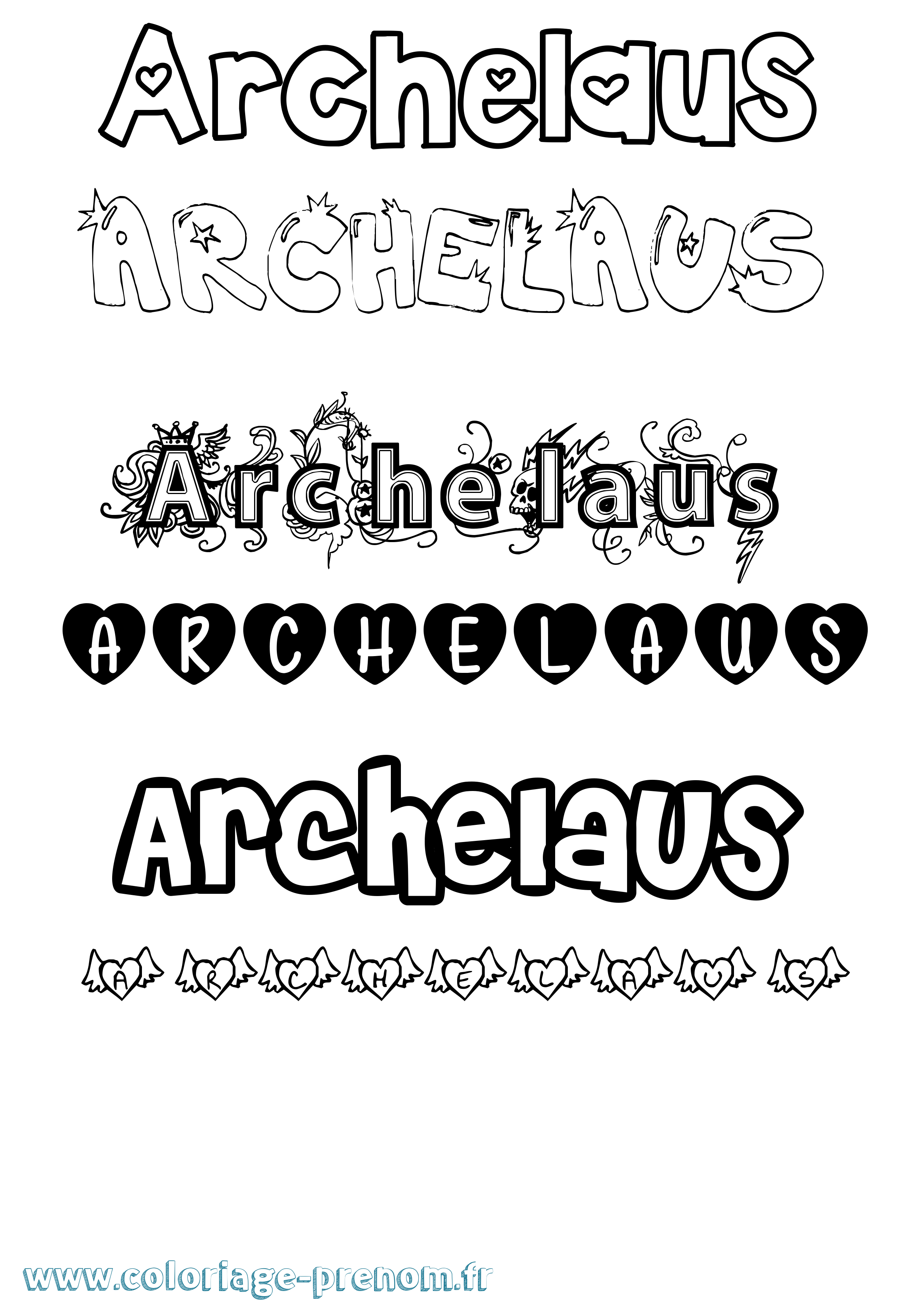 Coloriage prénom Archelaus Girly