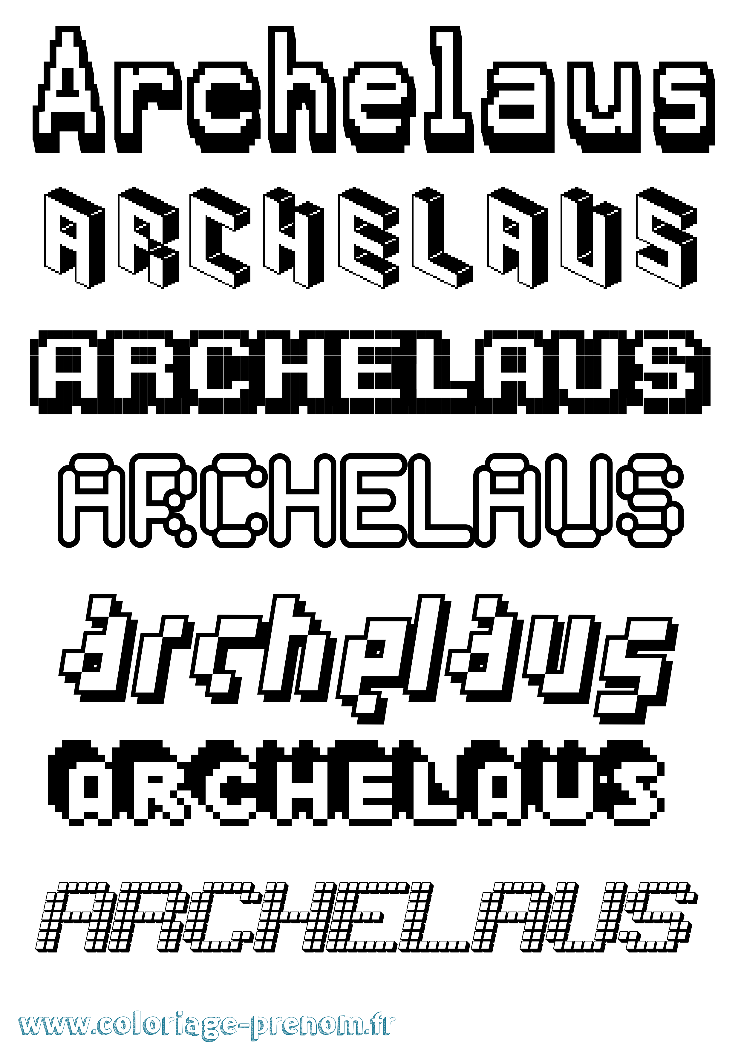 Coloriage prénom Archelaus Pixel