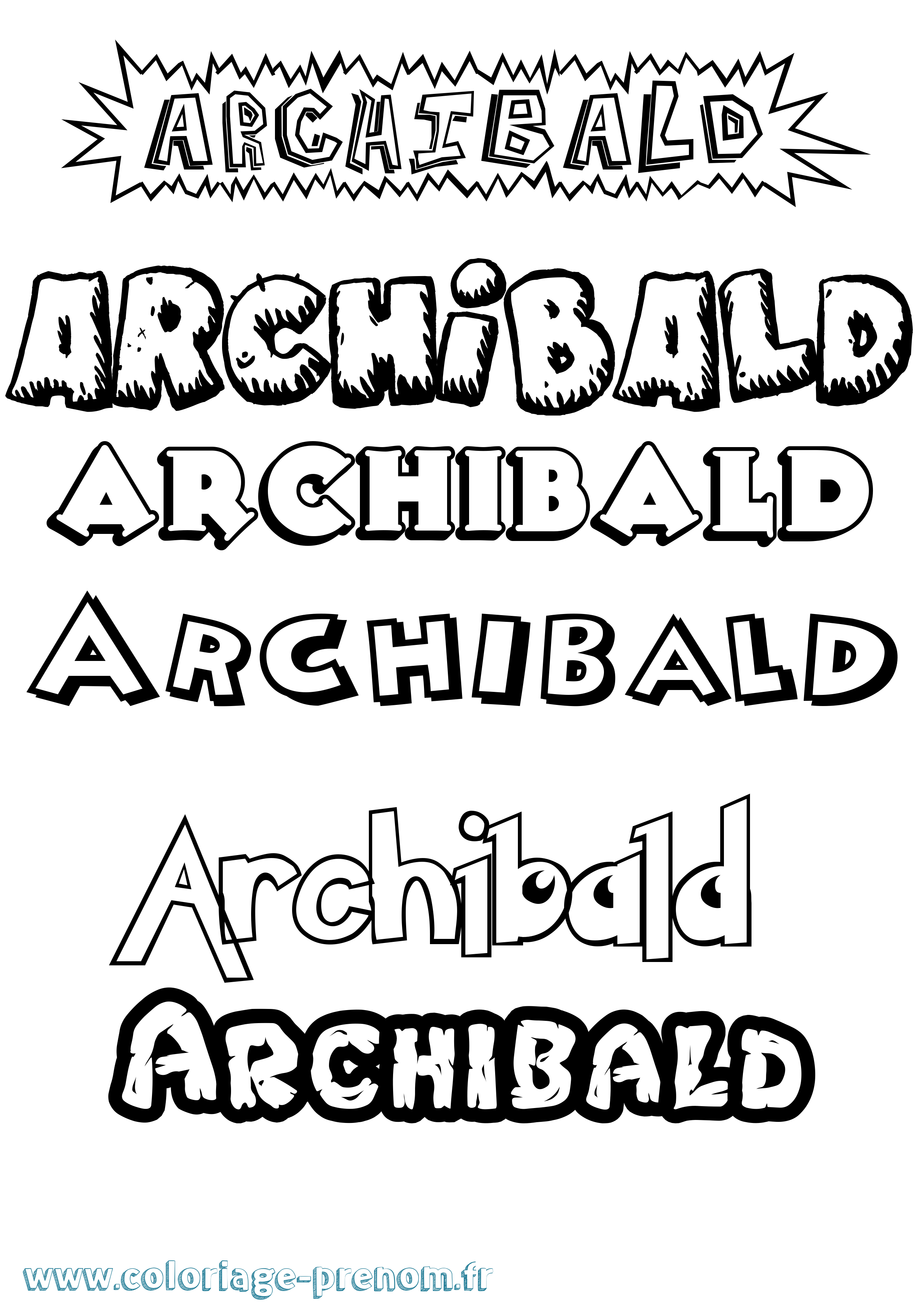 Coloriage prénom Archibald Dessin Animé