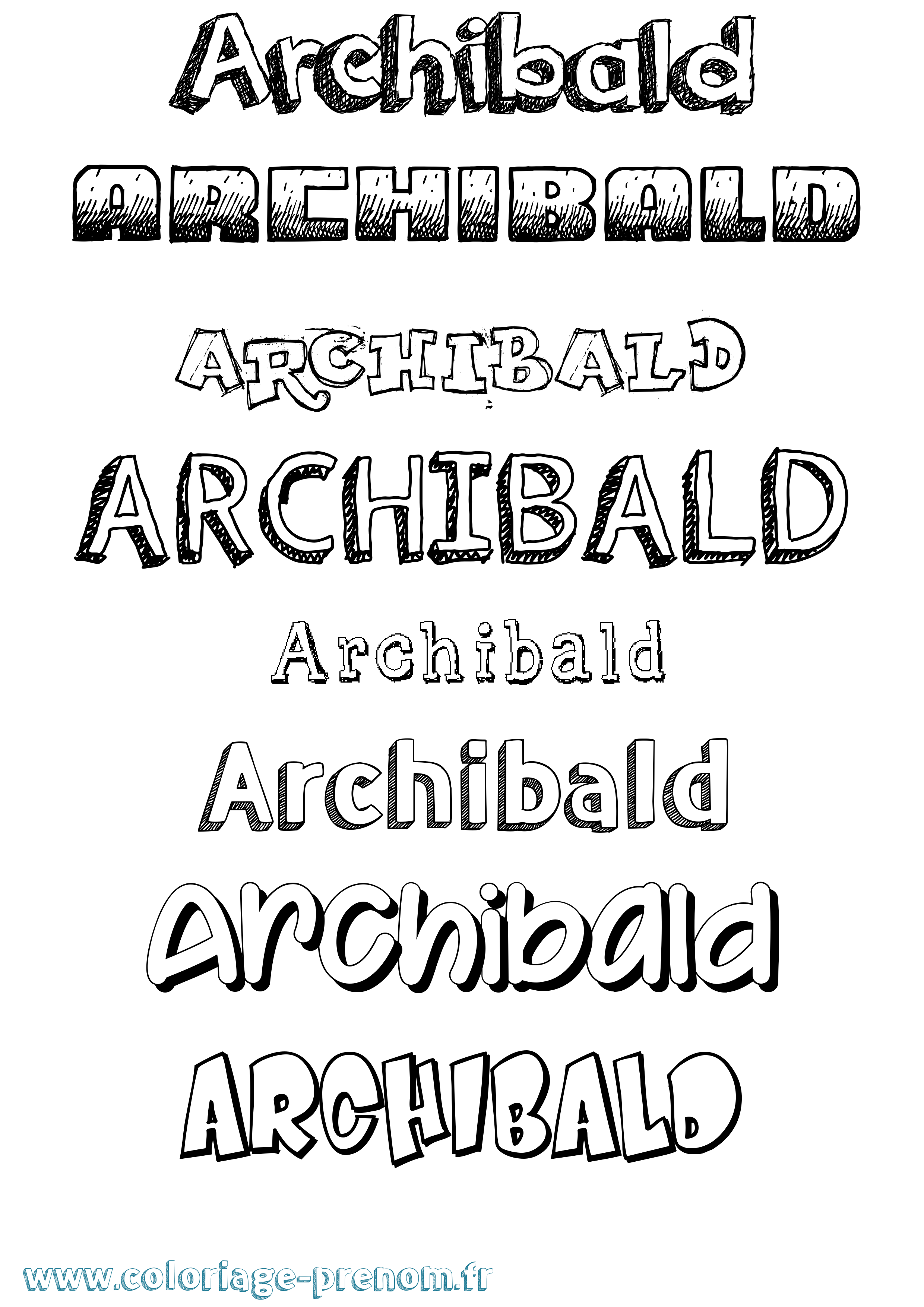 Coloriage prénom Archibald Dessiné