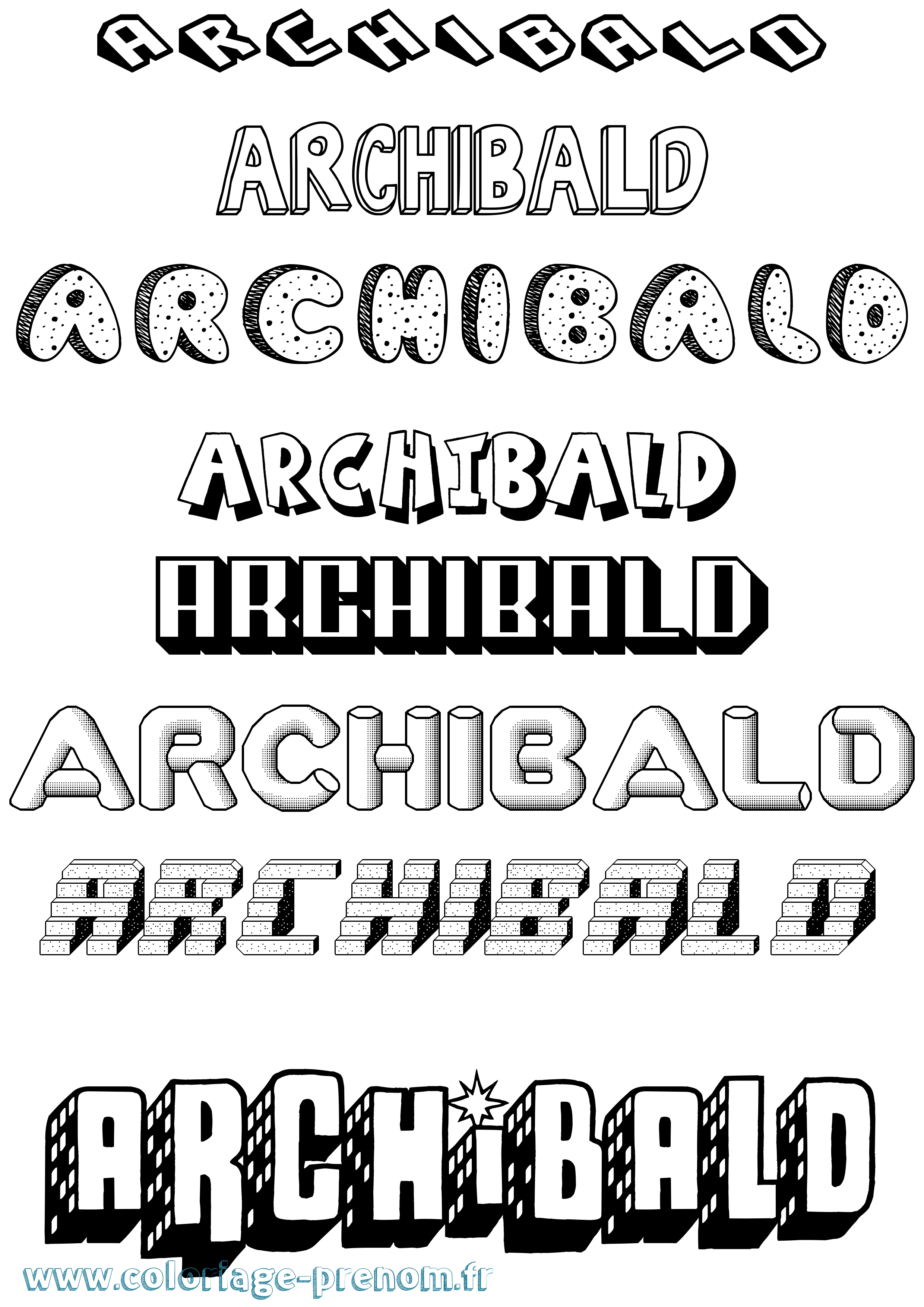 Coloriage prénom Archibald Effet 3D