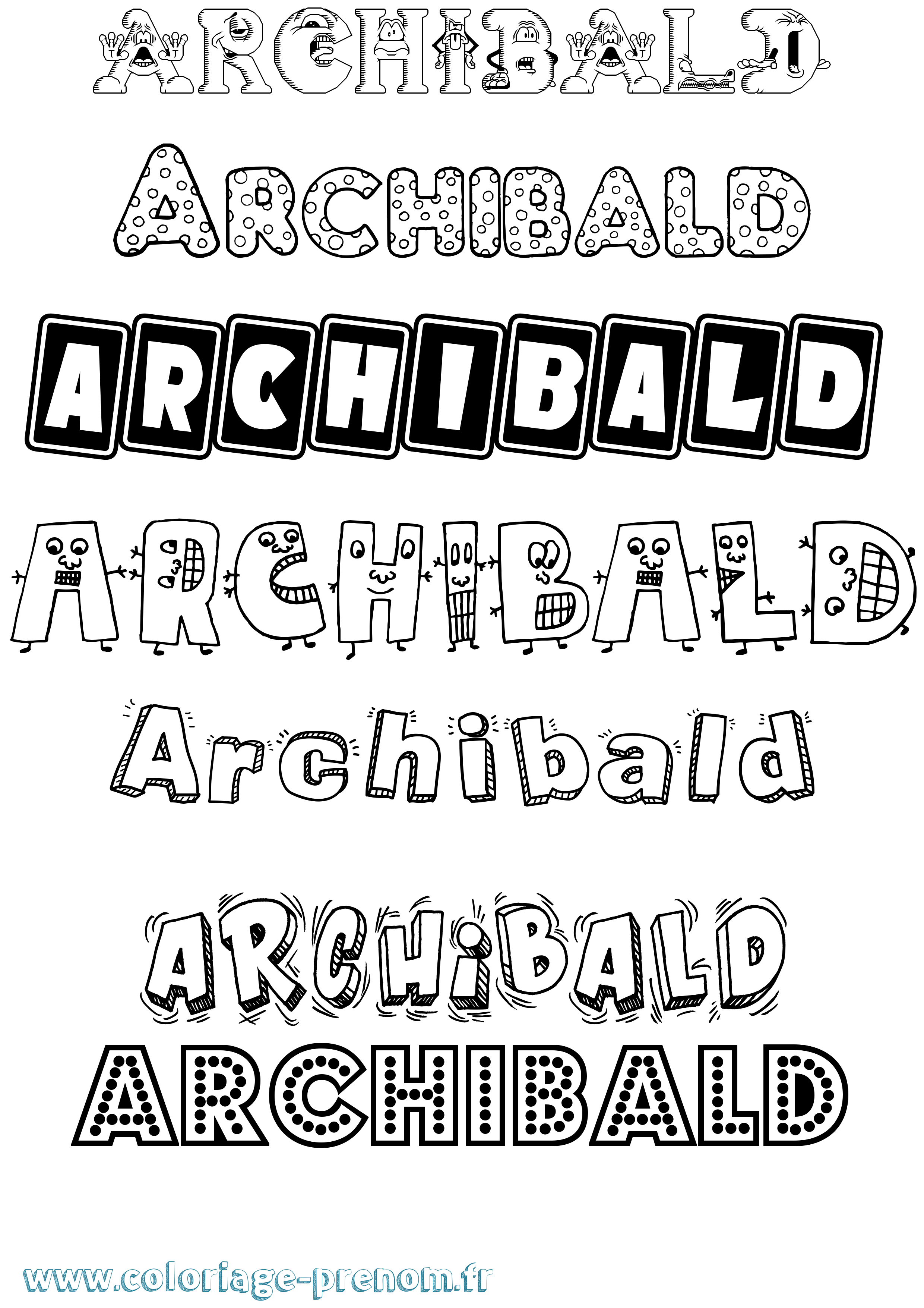 Coloriage prénom Archibald Fun