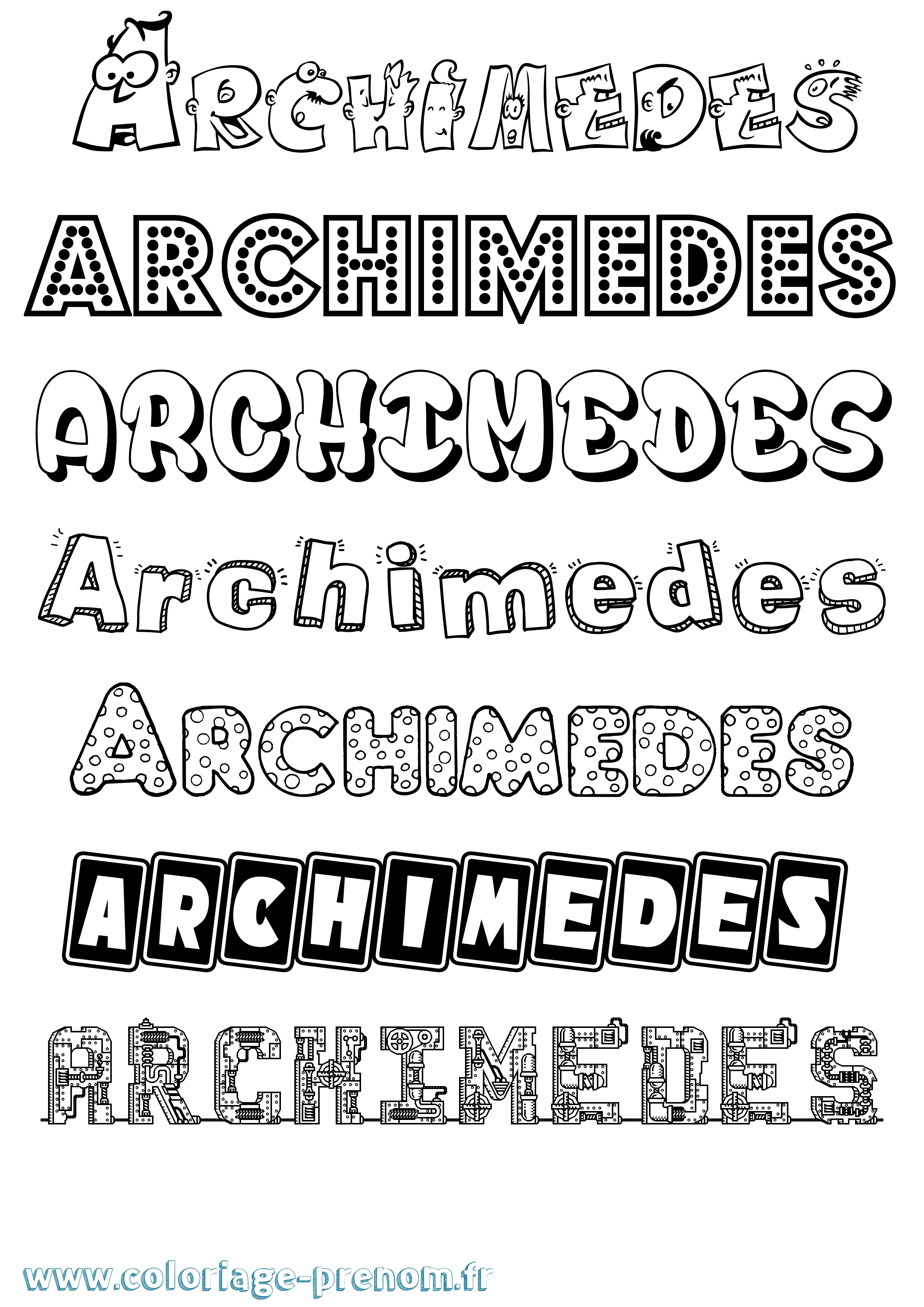 Coloriage prénom Archimedes Fun
